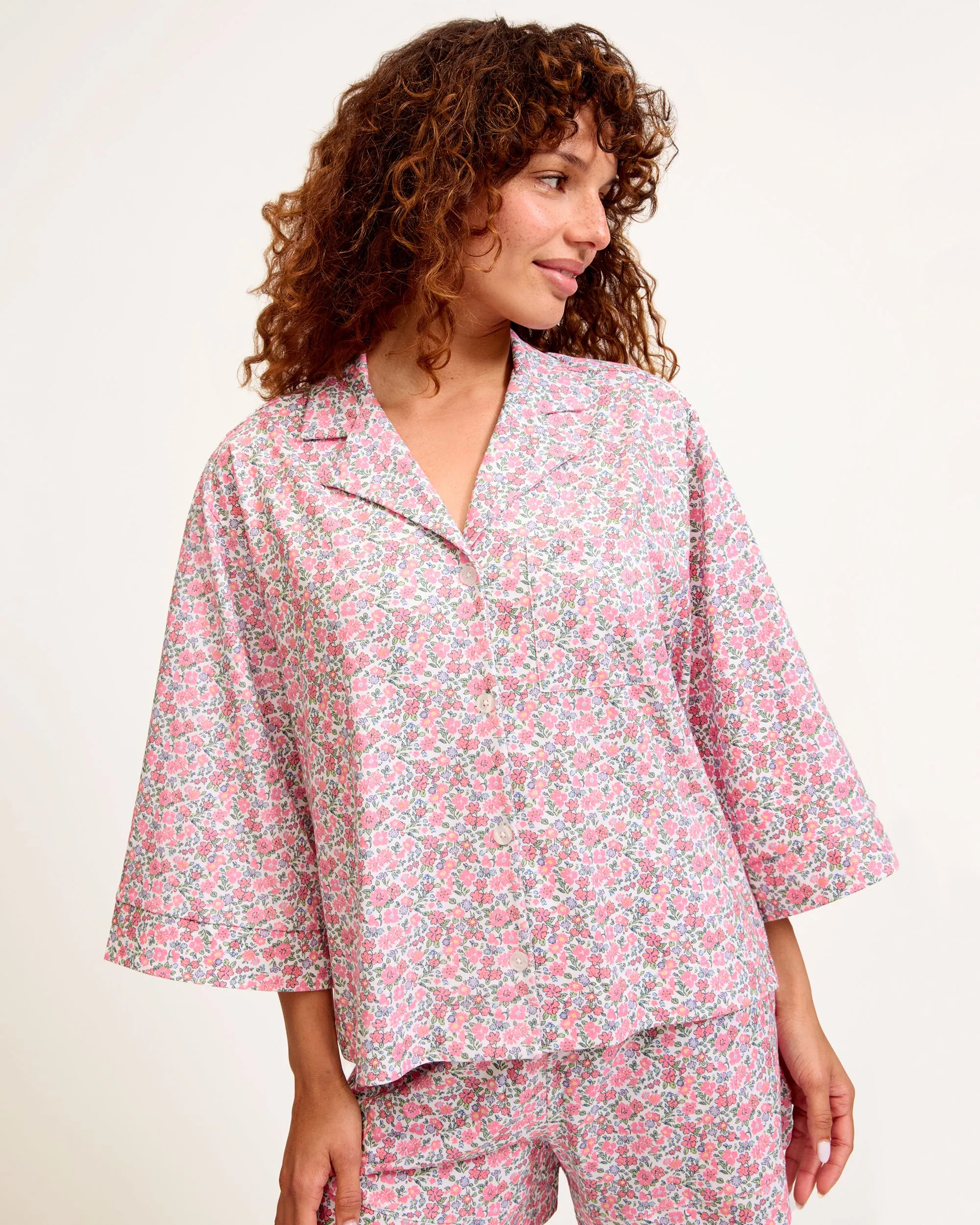 The Olivia Pima Short Set in Fleurs de Rose sold by Petite Plume product image thumbnail 3