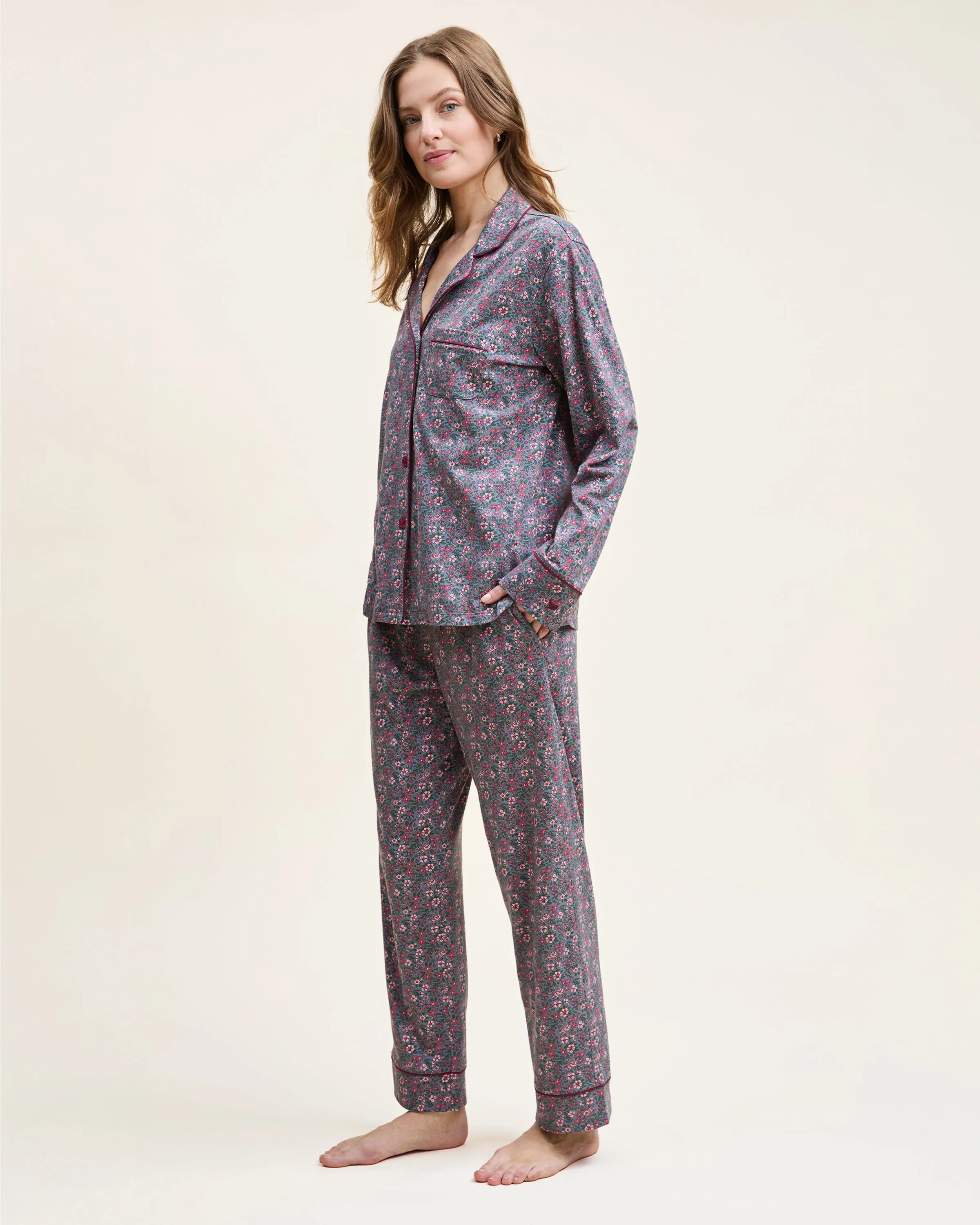 Women's Pima Pajama Set in Fleurs de Saison sold by Petite Plume product image thumbnail 4