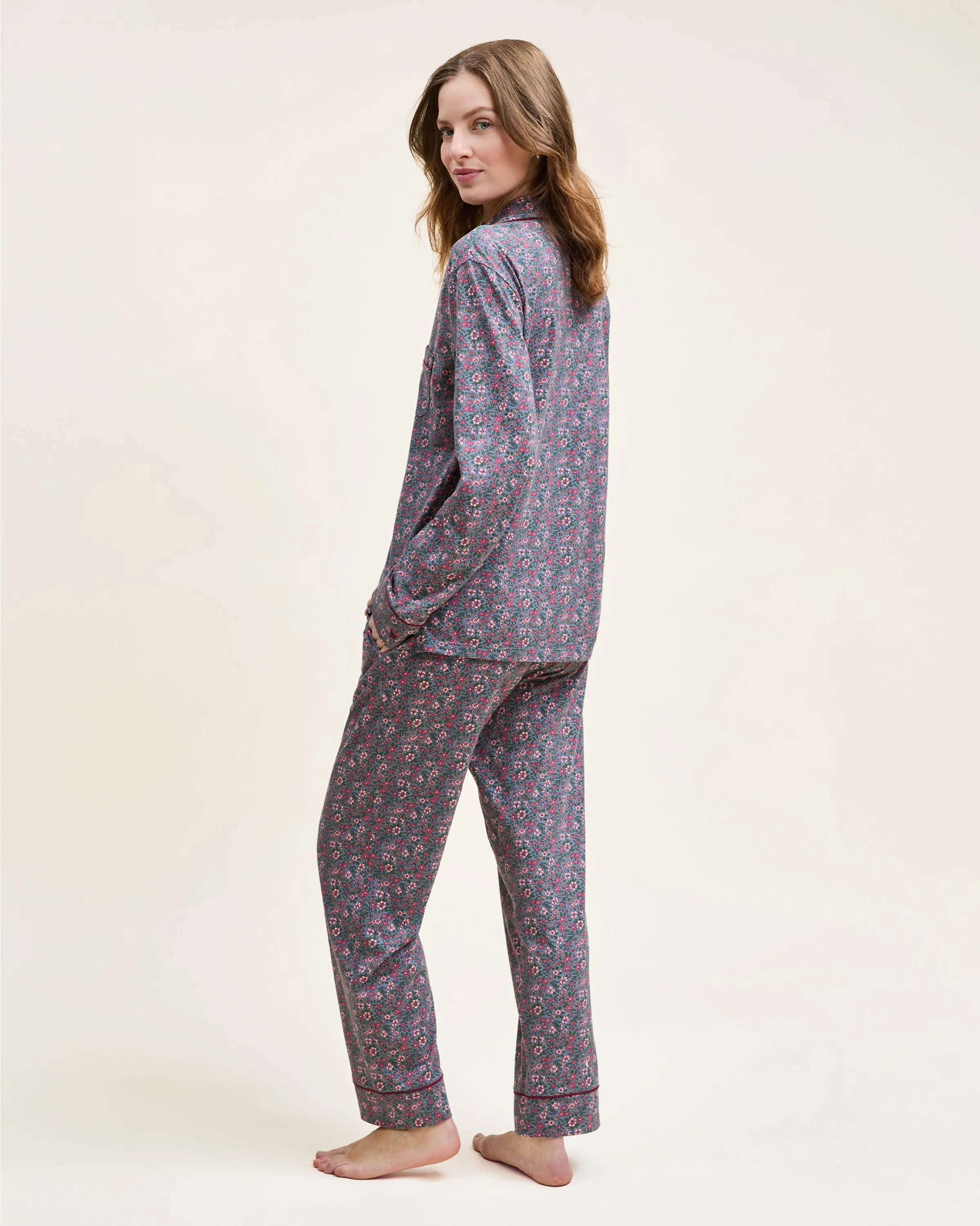 Women's Pima Pajama Set in Fleurs de Saison sold by Petite Plume product image thumbnail 5