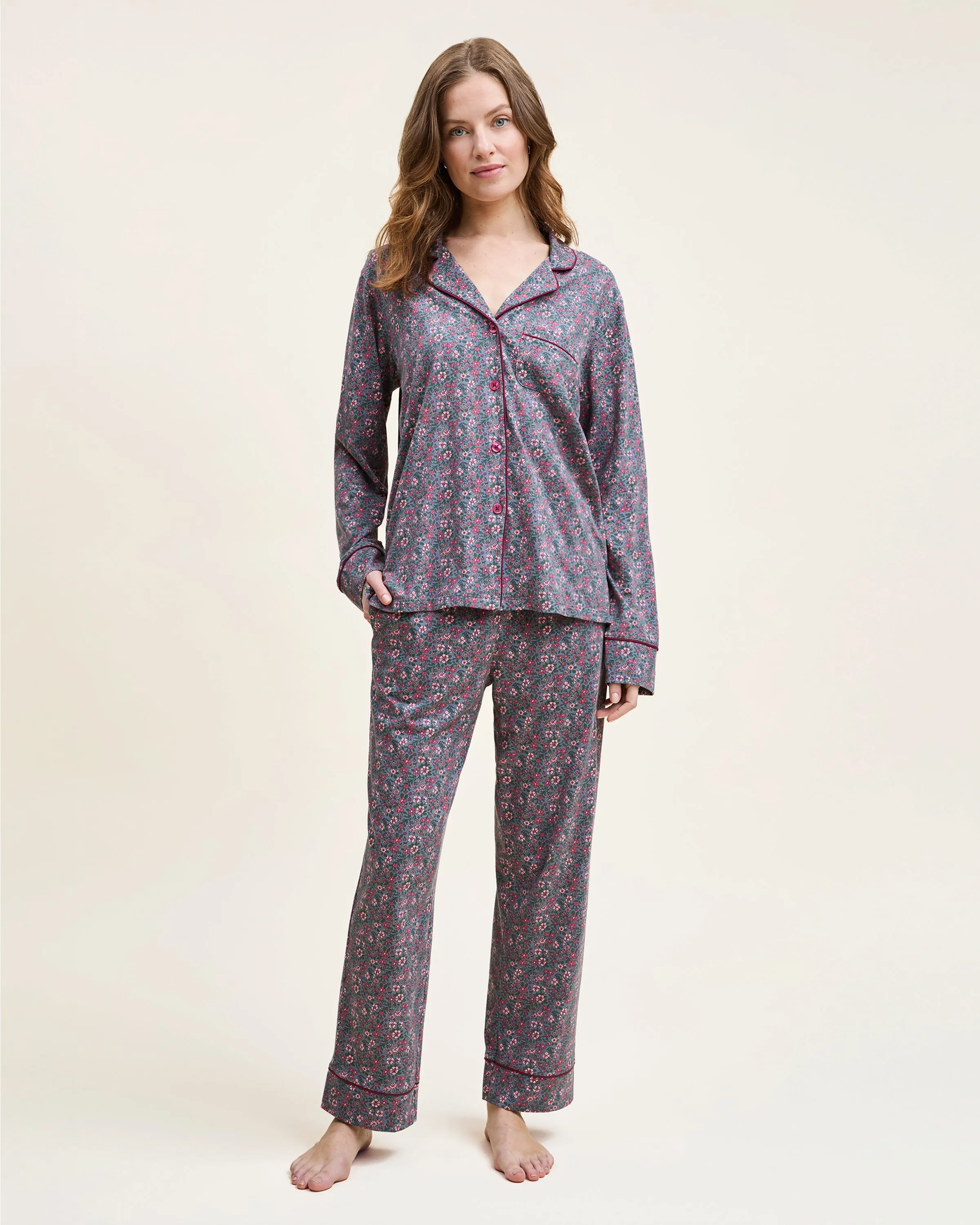 Women's Pima Pajama Set in Fleurs de Saison sold by Petite Plume product image thumbnail 2