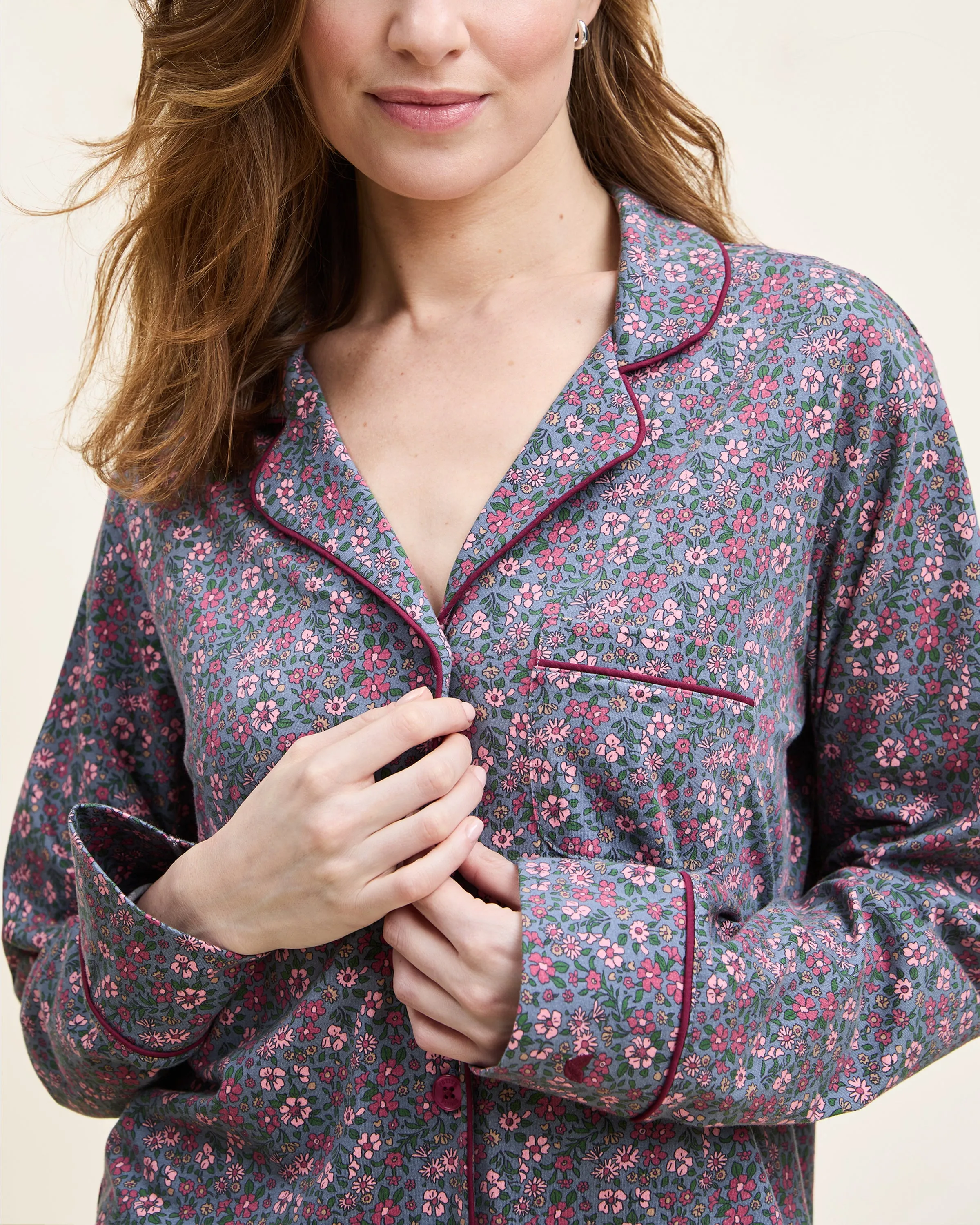 Women's Pima Pajama Set in Fleurs de Saison sold by Petite Plume product image thumbnail 3