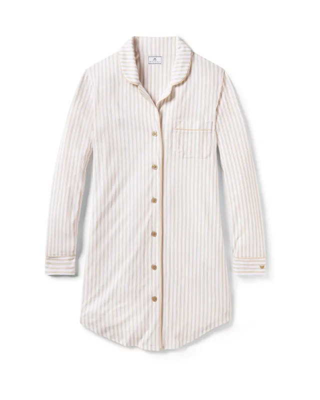 Women's Pima Nightshirt in Camel Ticking sold by Petite Plume