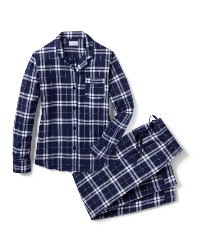 Women's Brushed Twill Pajama Set in Oxford Tartan sold by Petite Plume