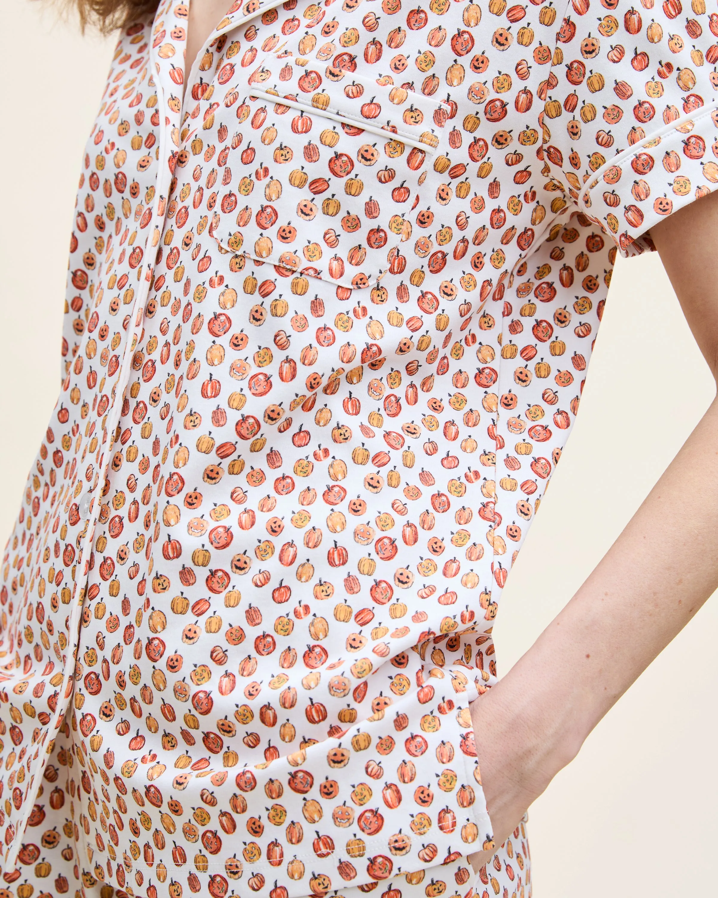Women's Pima Short Sleeve Short Set in Pumpkin Patch sold by Petite Plume product image thumbnail 3