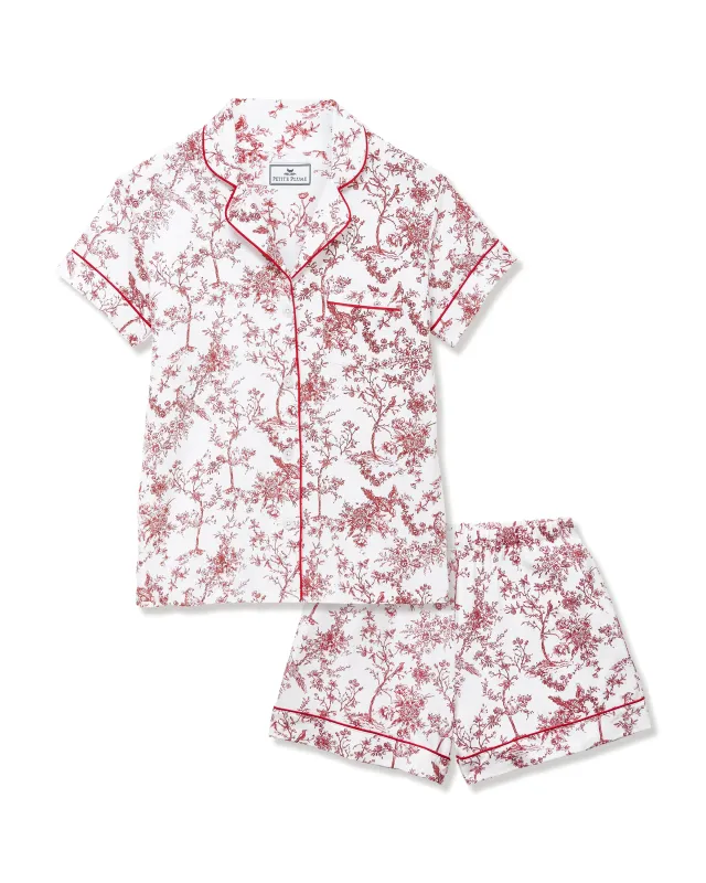 Women's Pima Short Sleeve Short Set in Red Timeless Toile sold by Petite Plume