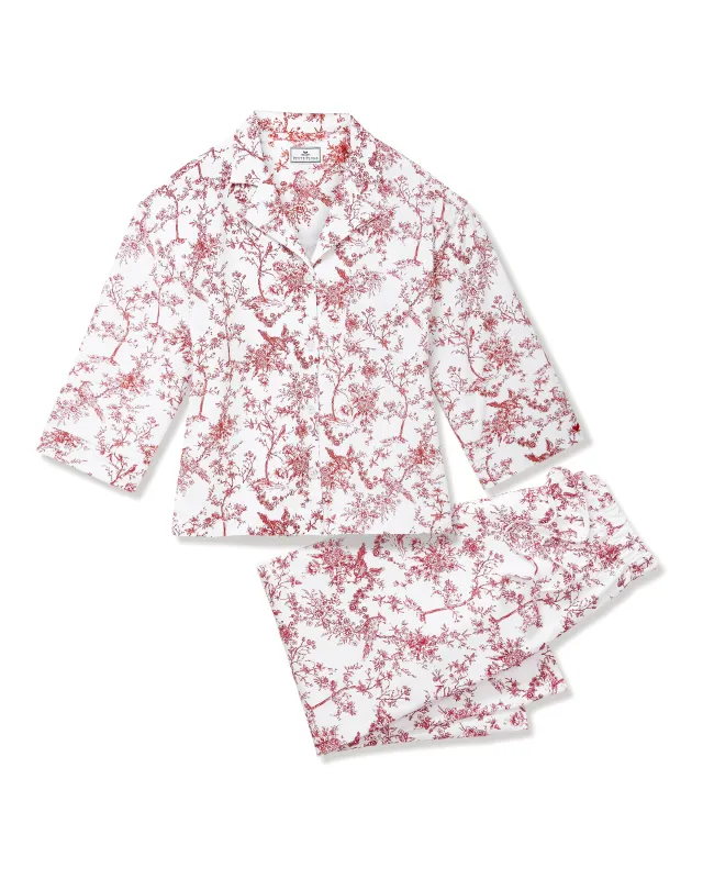 The Olivia Wide Leg Pima Pajama Set in Red Timeless Toile sold by Petite Plume