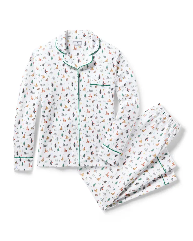 Women's Pima Pajama Set in Merry Meow sold by Petite Plume