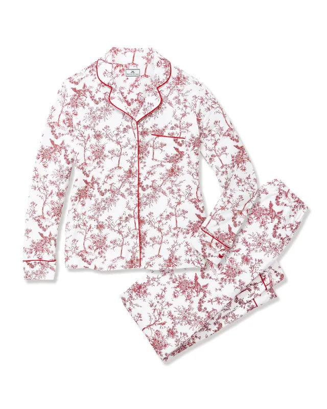 Women's Pima Pajama Set in Red Timeless Toile sold by Petite Plume