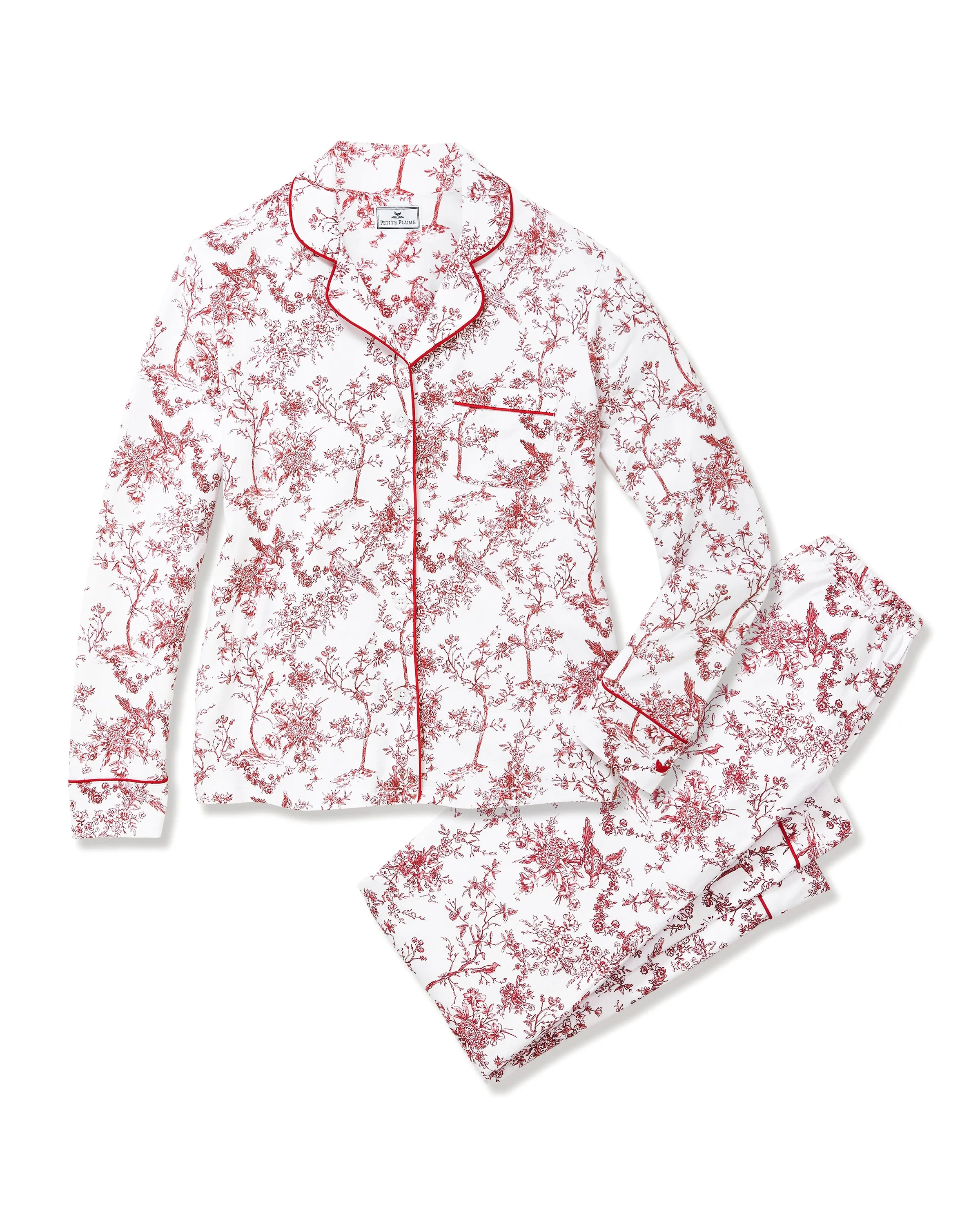Women's Pima Pajama Set in Red Timeless Toile sold by Petite Plume