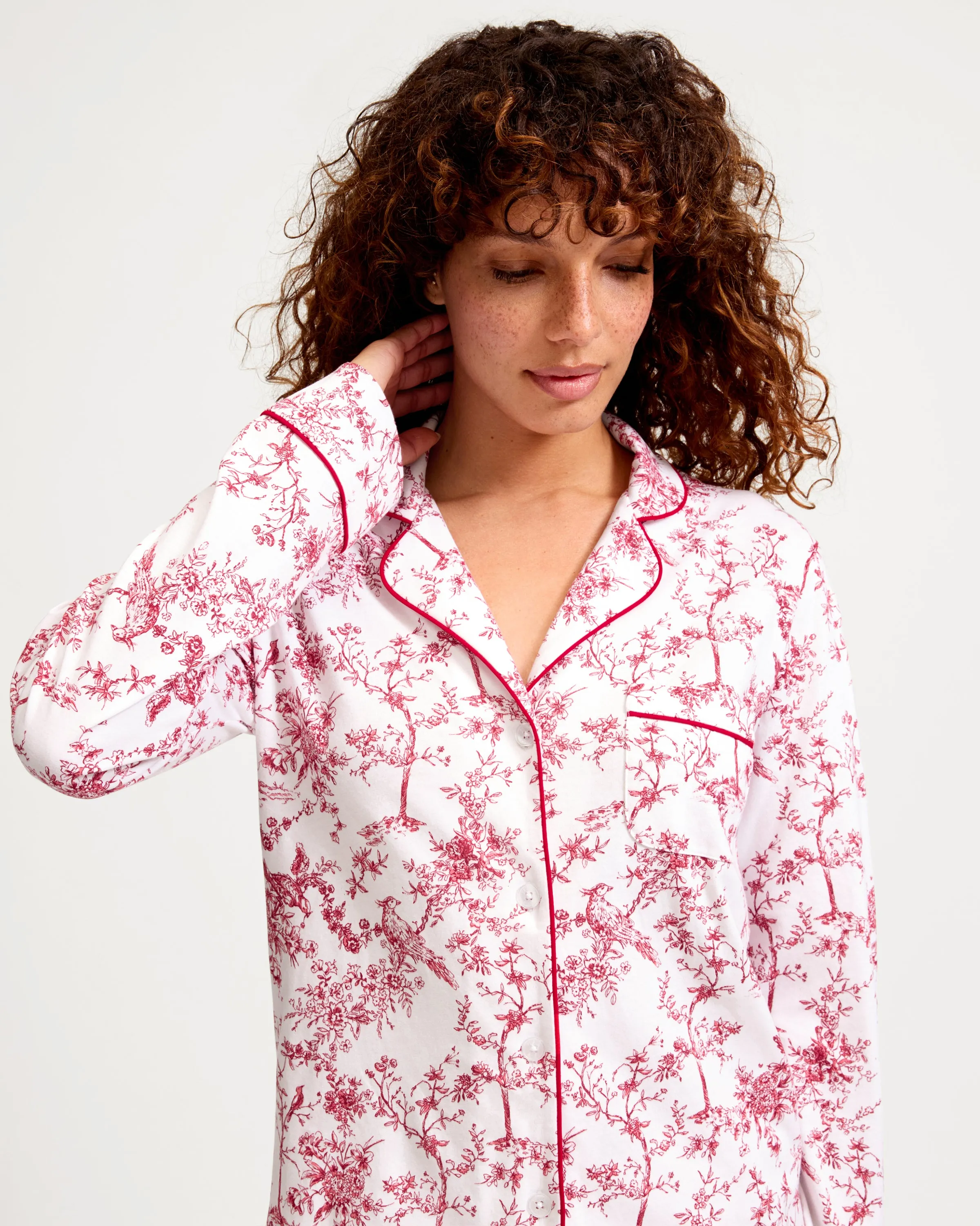 Women's Pima Pajama Set in Red Timeless Toile sold by Petite Plume product image thumbnail 3