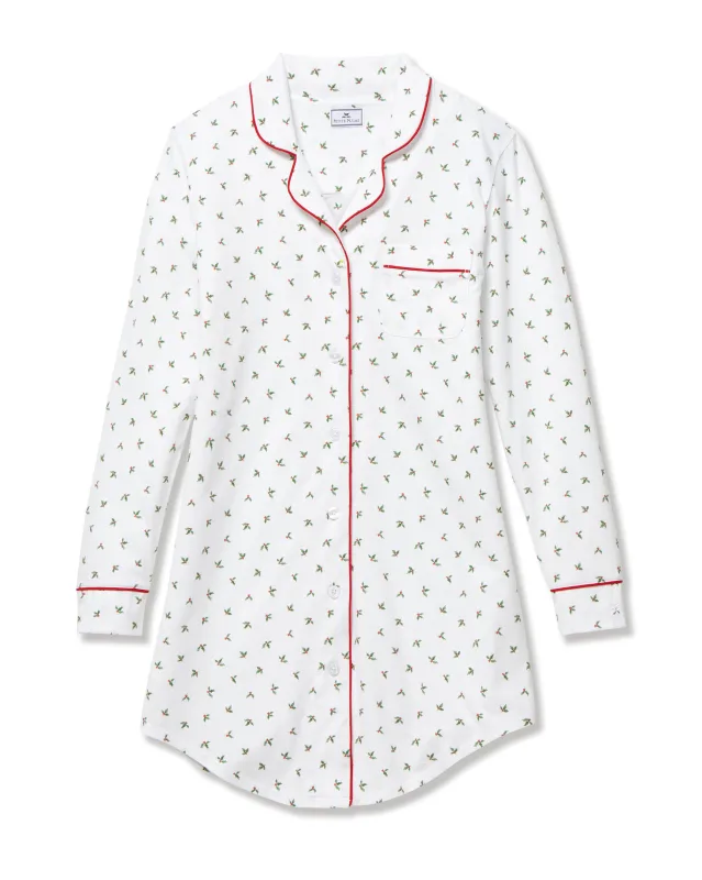 Women's Pima Nightshirt in Mistletoe Moments sold by Petite Plume