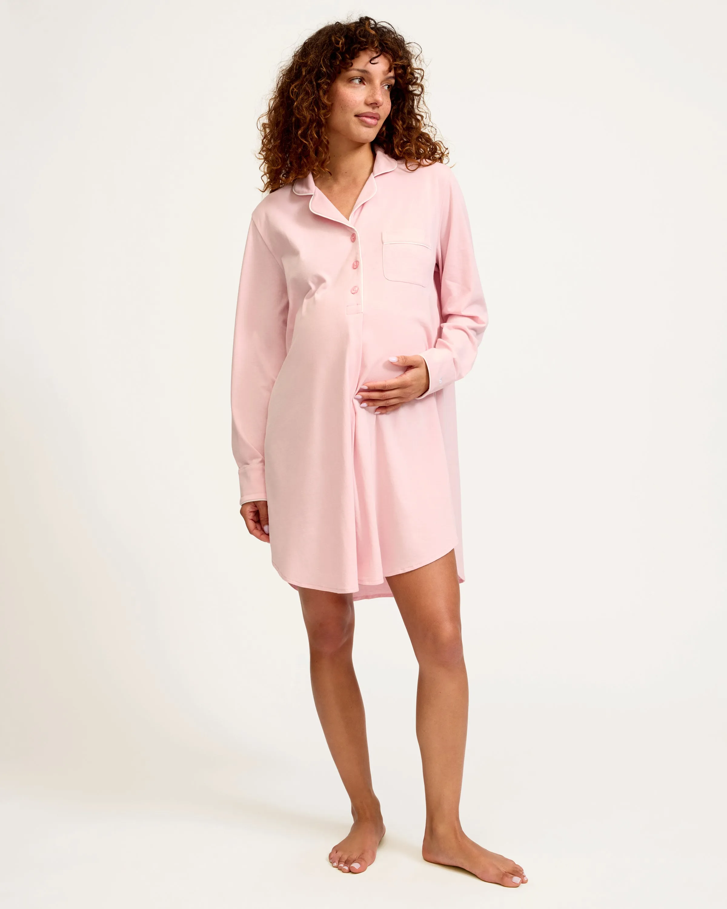 Women's Pima Maternity Nightshirt in Pink sold by Petite Plume product image thumbnail 2