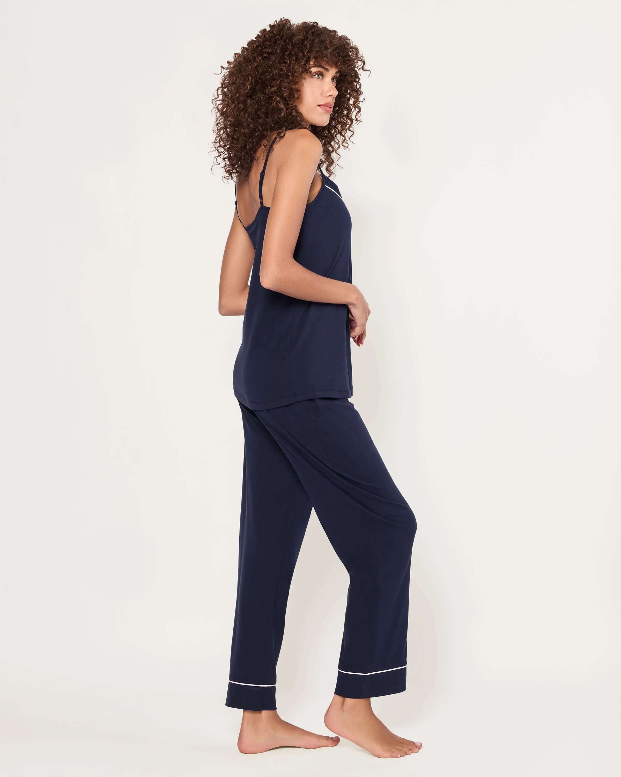 Women's Pima Sylvie Pajama Set in Navy sold by Petite Plume product image thumbnail 4