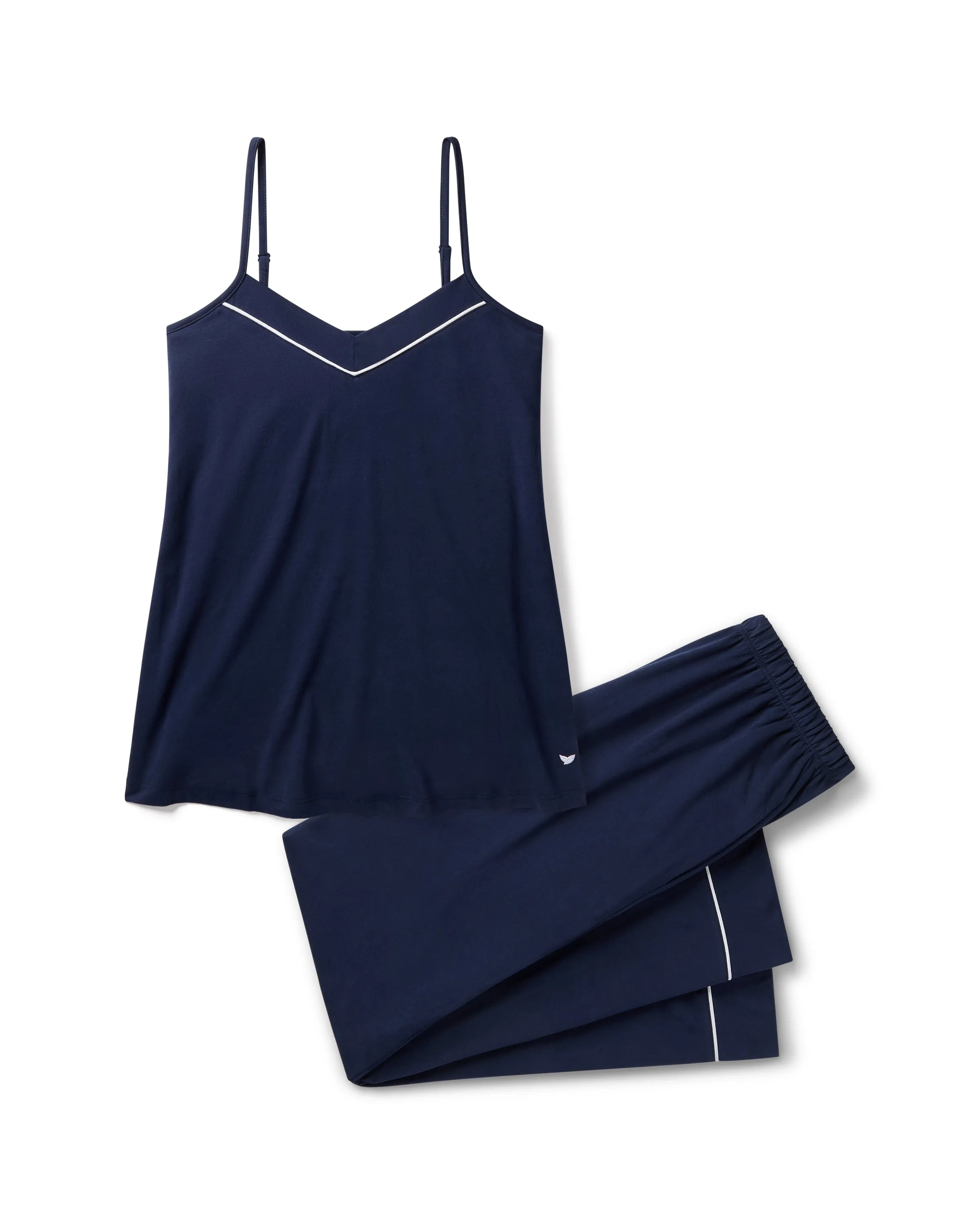 Women's Pima Sylvie Pajama Set in Navy sold by Petite Plume