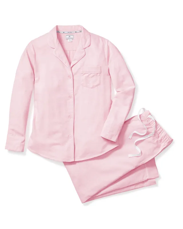 Women's Flannel Pajama Set in Pink sold by Petite Plume