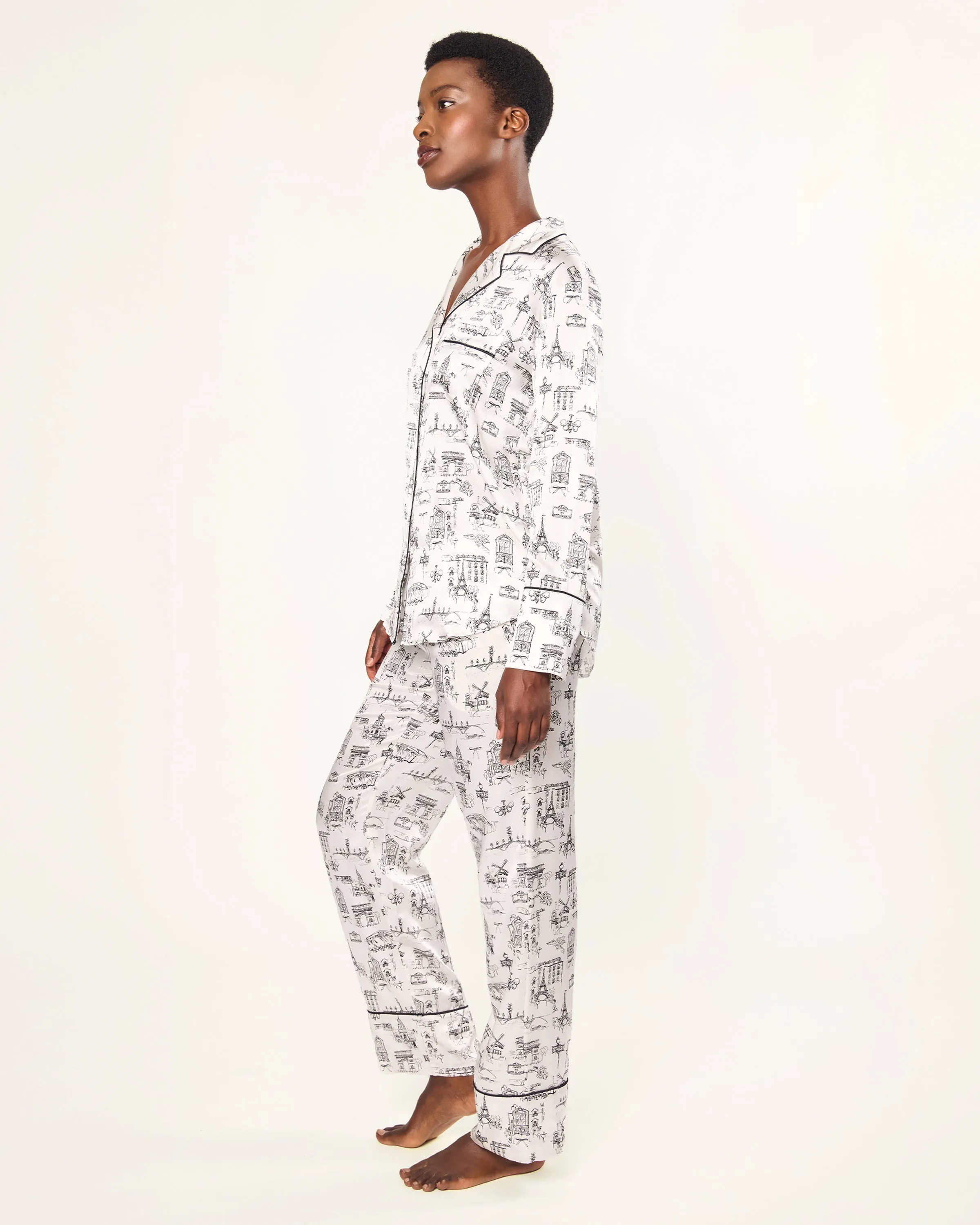 Women's Silk Pajama Set in Parisian Toile sold by Petite Plume product image thumbnail 3