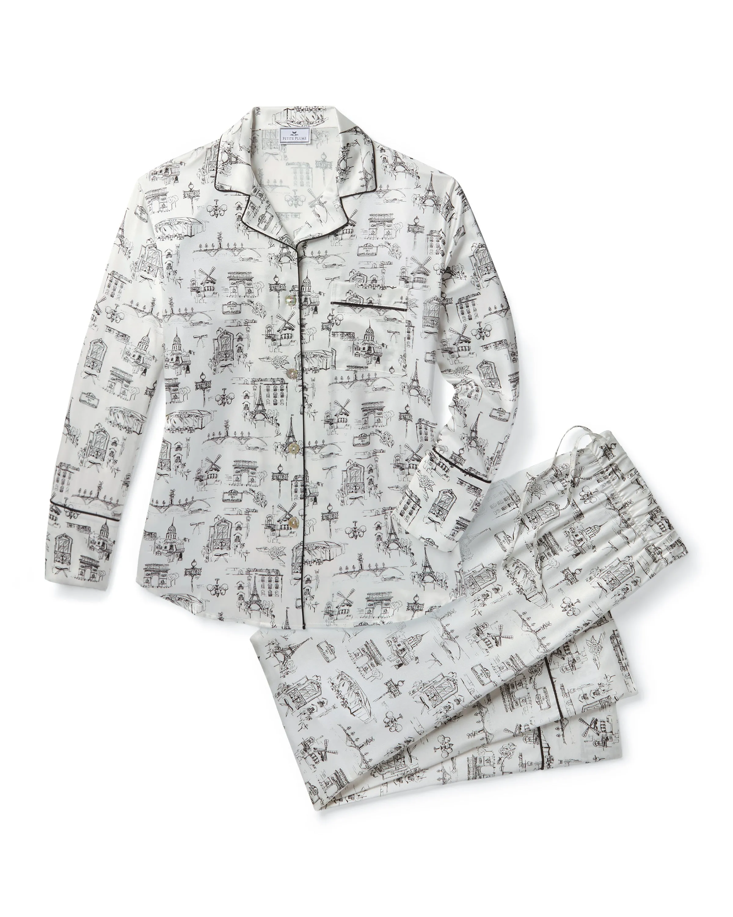 Women's Silk Pajama Set in Parisian Toile sold by Petite Plume