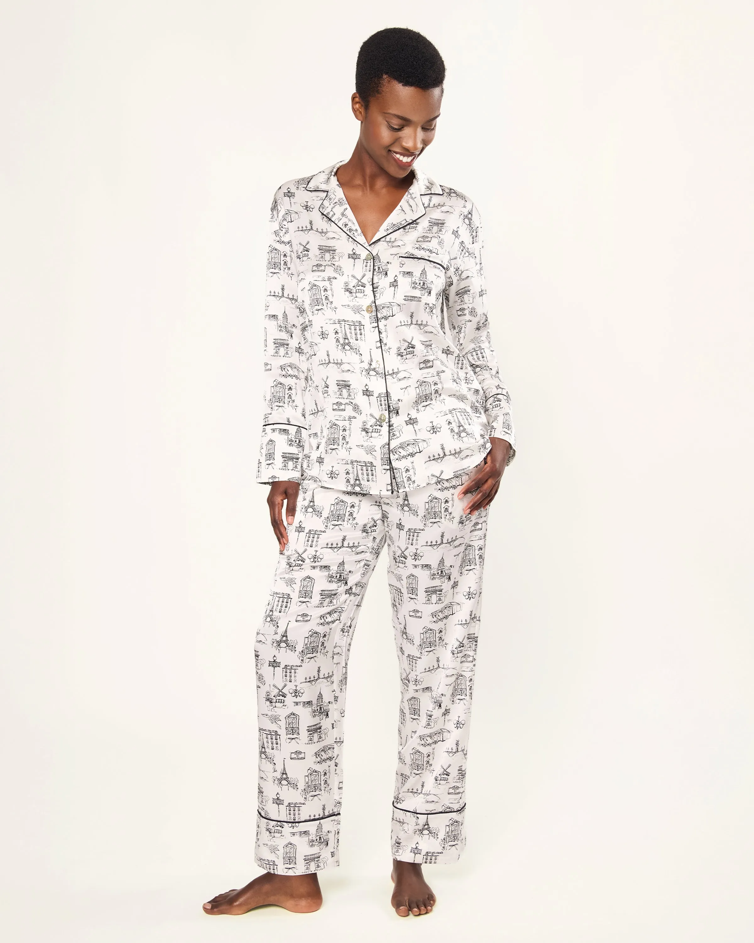 Women's Silk Pajama Set in Parisian Toile sold by Petite Plume product image thumbnail 2