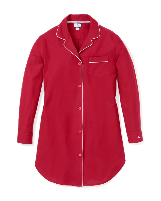 Women's Flannel Nightshirt in Red sold by Petite Plume