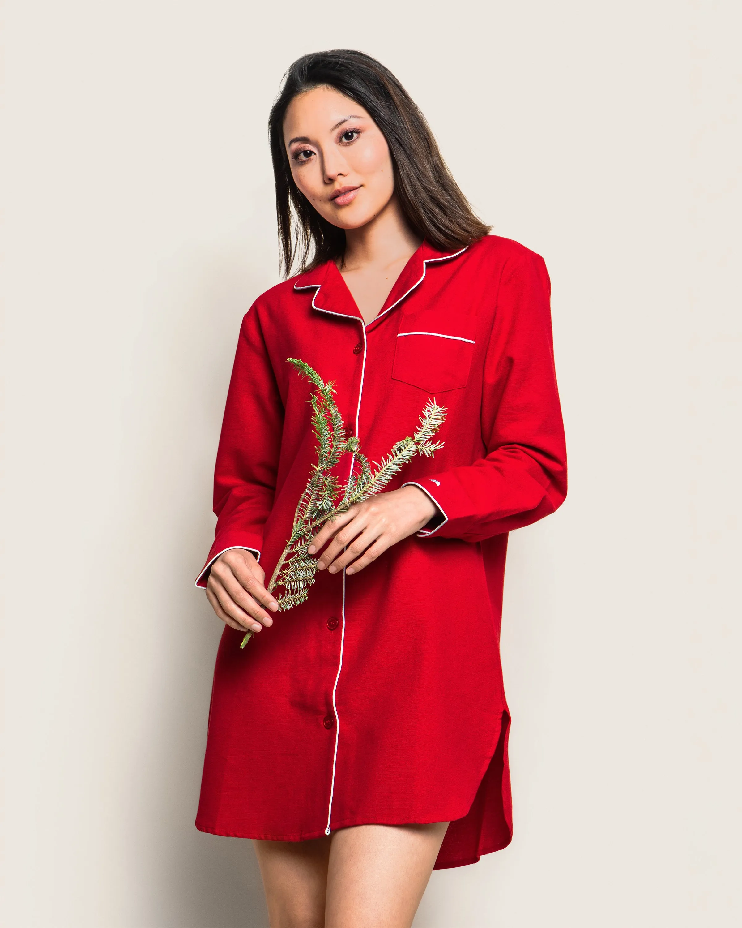 Women's Flannel Nightshirt in Red sold by Petite Plume product image thumbnail 2