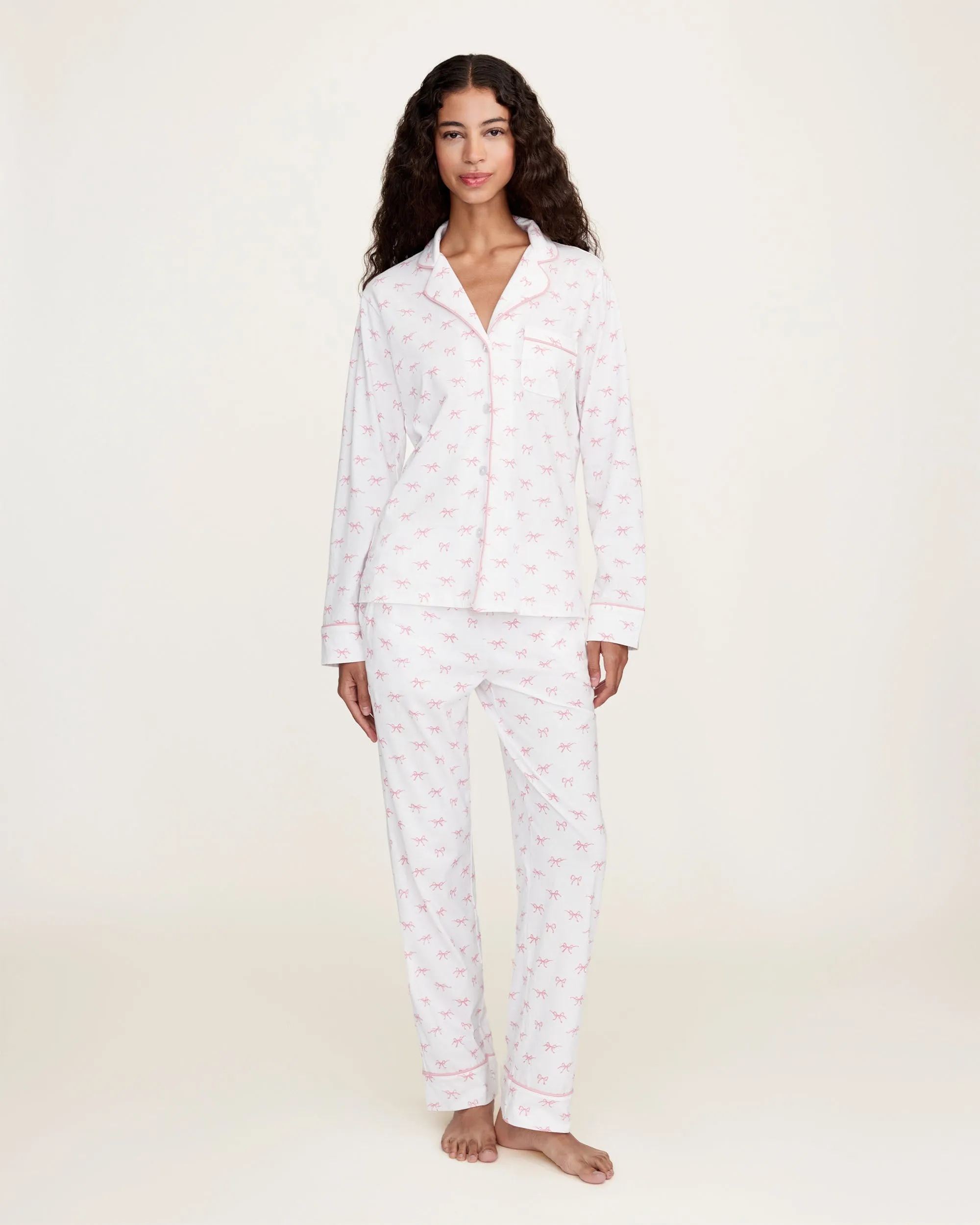 Women's Pima Pajama Set in Blushing Bows sold by Petite Plume product image thumbnail 2