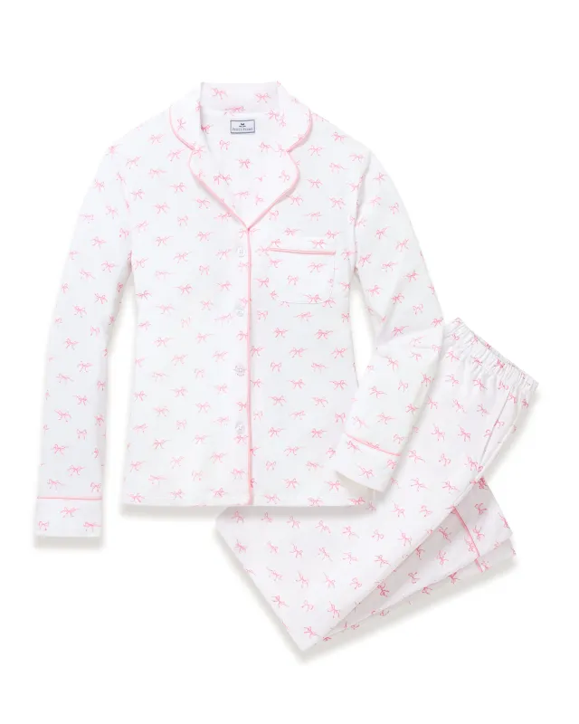 Women's Pima Pajama Set in Blushing Bows sold by Petite Plume