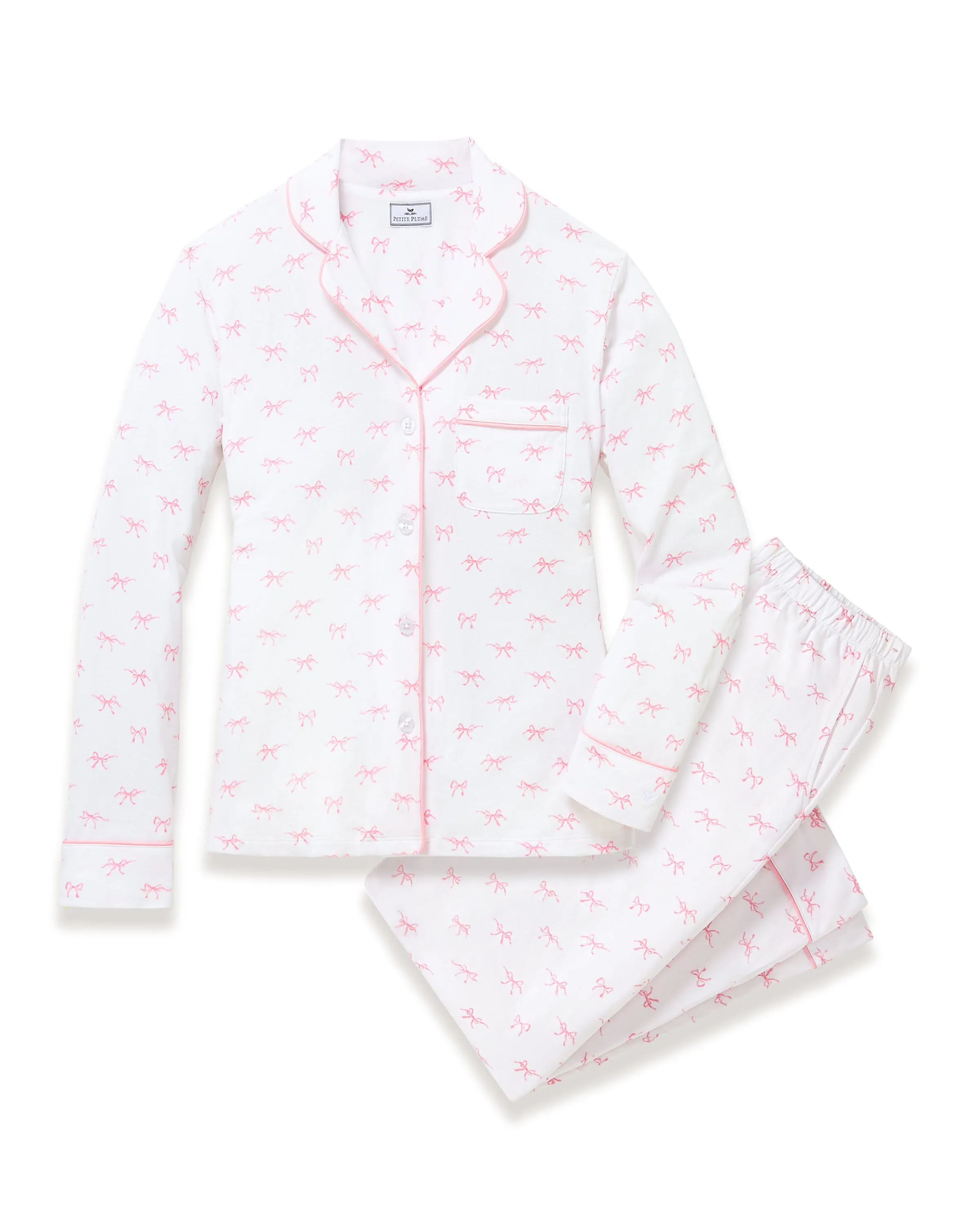 Women's Pima Pajama Set in Blushing Bows sold by Petite Plume