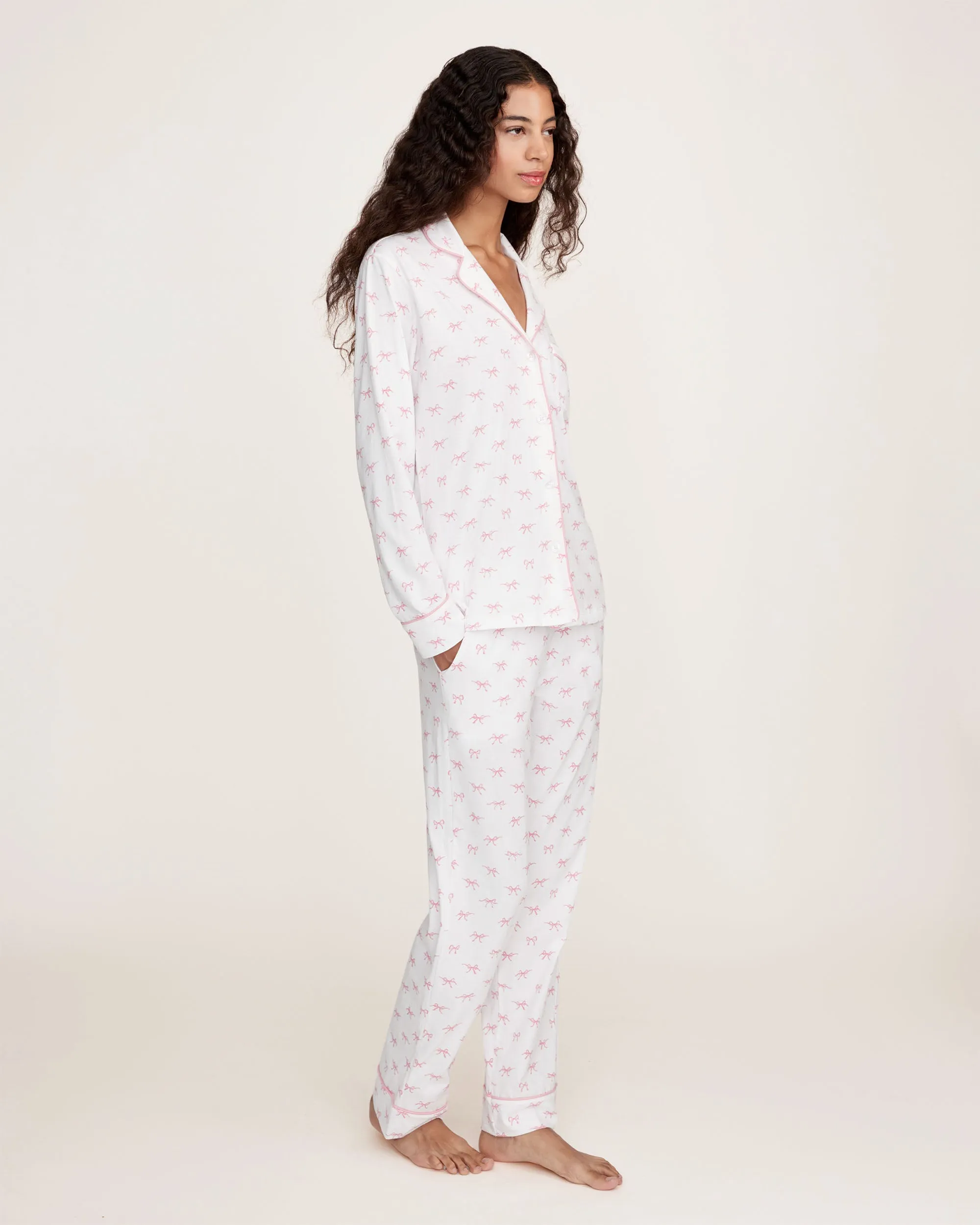 Women's Pima Pajama Set in Blushing Bows sold by Petite Plume product image thumbnail 4