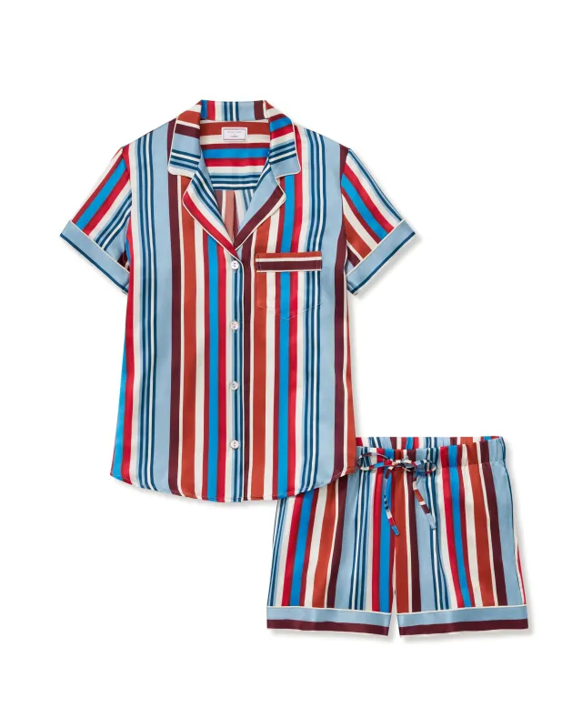 Women's Silk Short Set in Discovery Stripe sold by Petite Plume