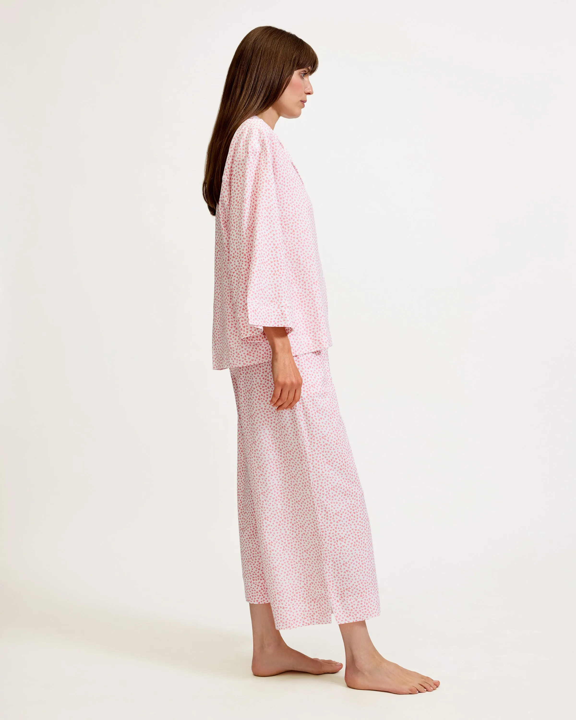 The Olivia Wide Leg Pima Pajama Set in Sweethearts sold by Petite Plume product image thumbnail 4