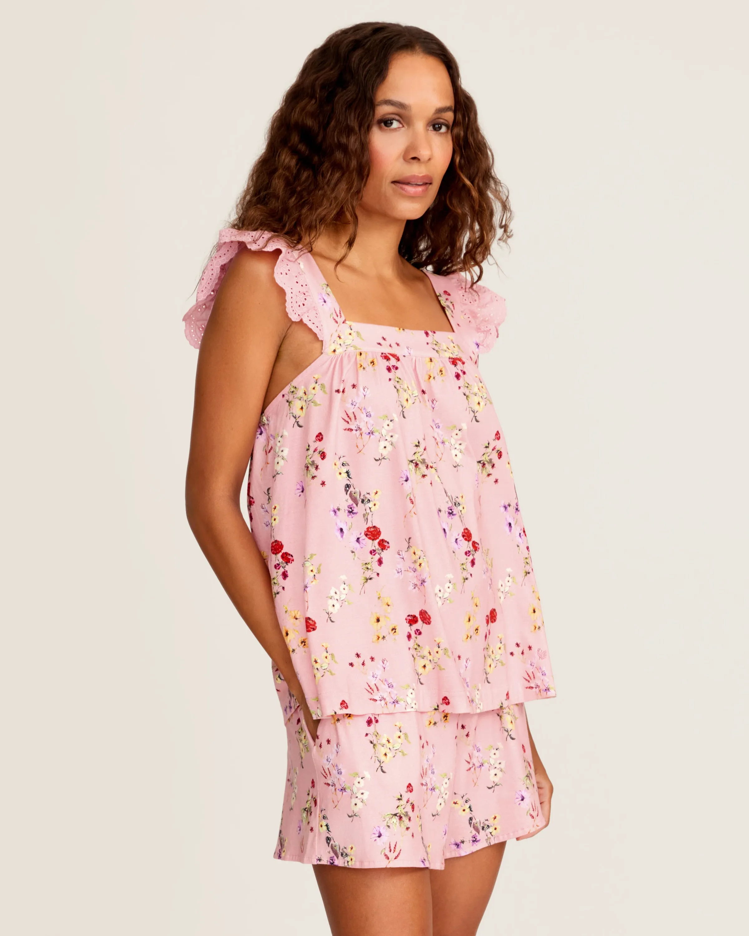 Women's Pima Clara Short Set in Brilliant Botanical Blush sold by Petite Plume product image thumbnail 5
