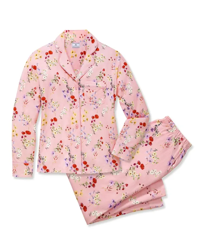 Women's Pima Pajama Set in Brilliant Botanical Blush sold by Petite Plume