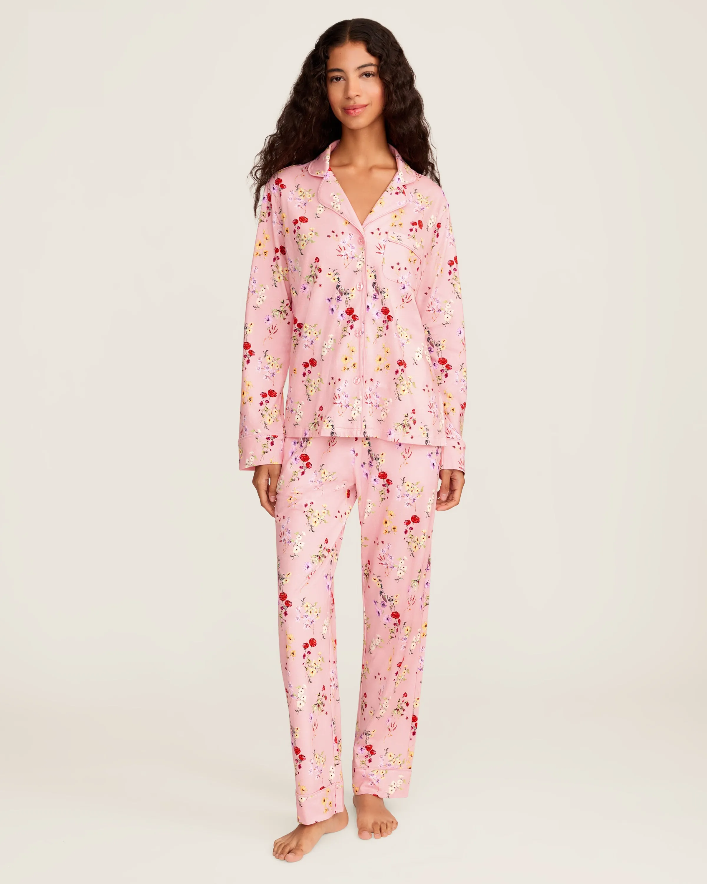 Women's Pima Pajama Set in Brilliant Botanical Blush sold by Petite Plume product image thumbnail 2