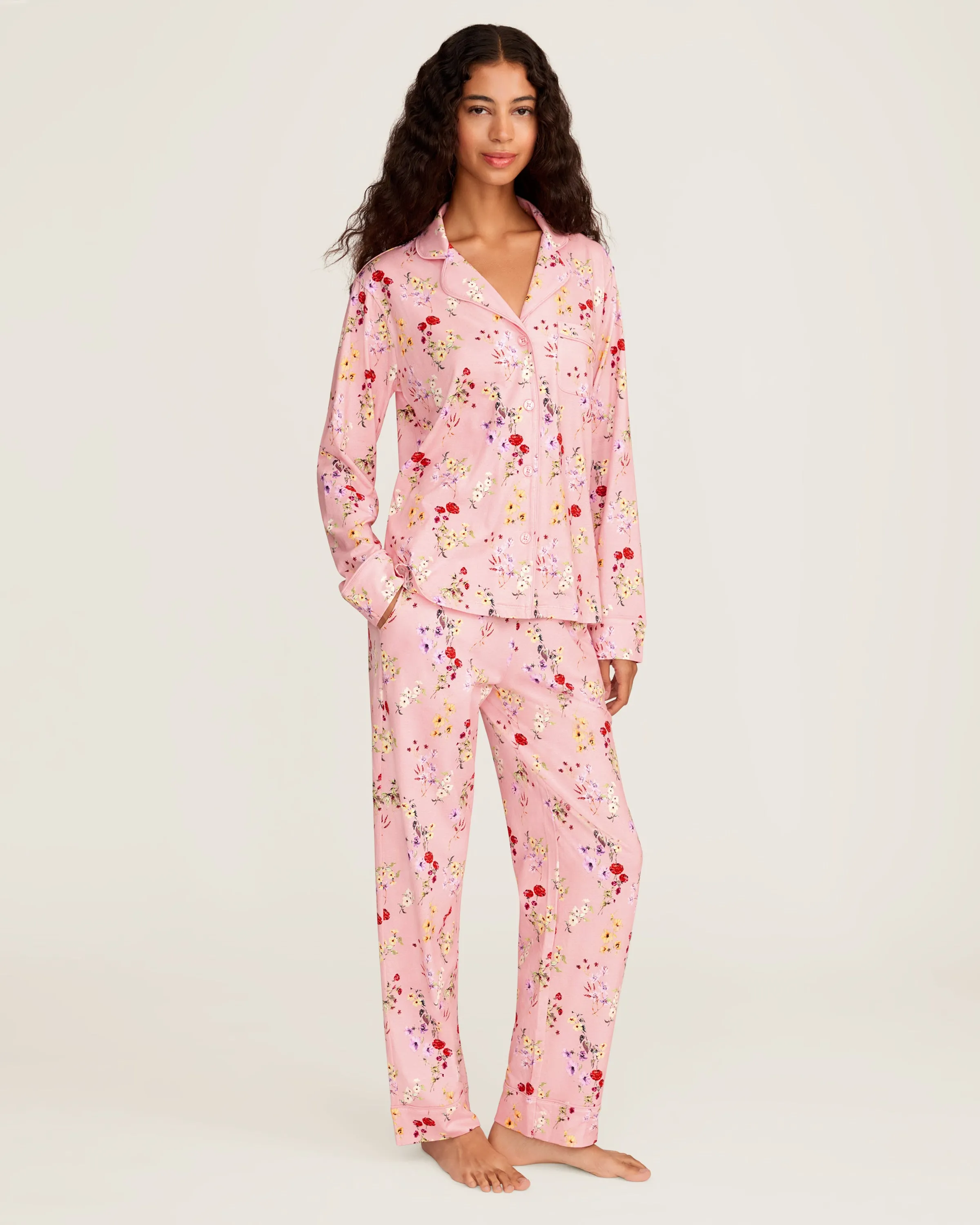 Women's Pima Pajama Set in Brilliant Botanical Blush sold by Petite Plume product image thumbnail 4
