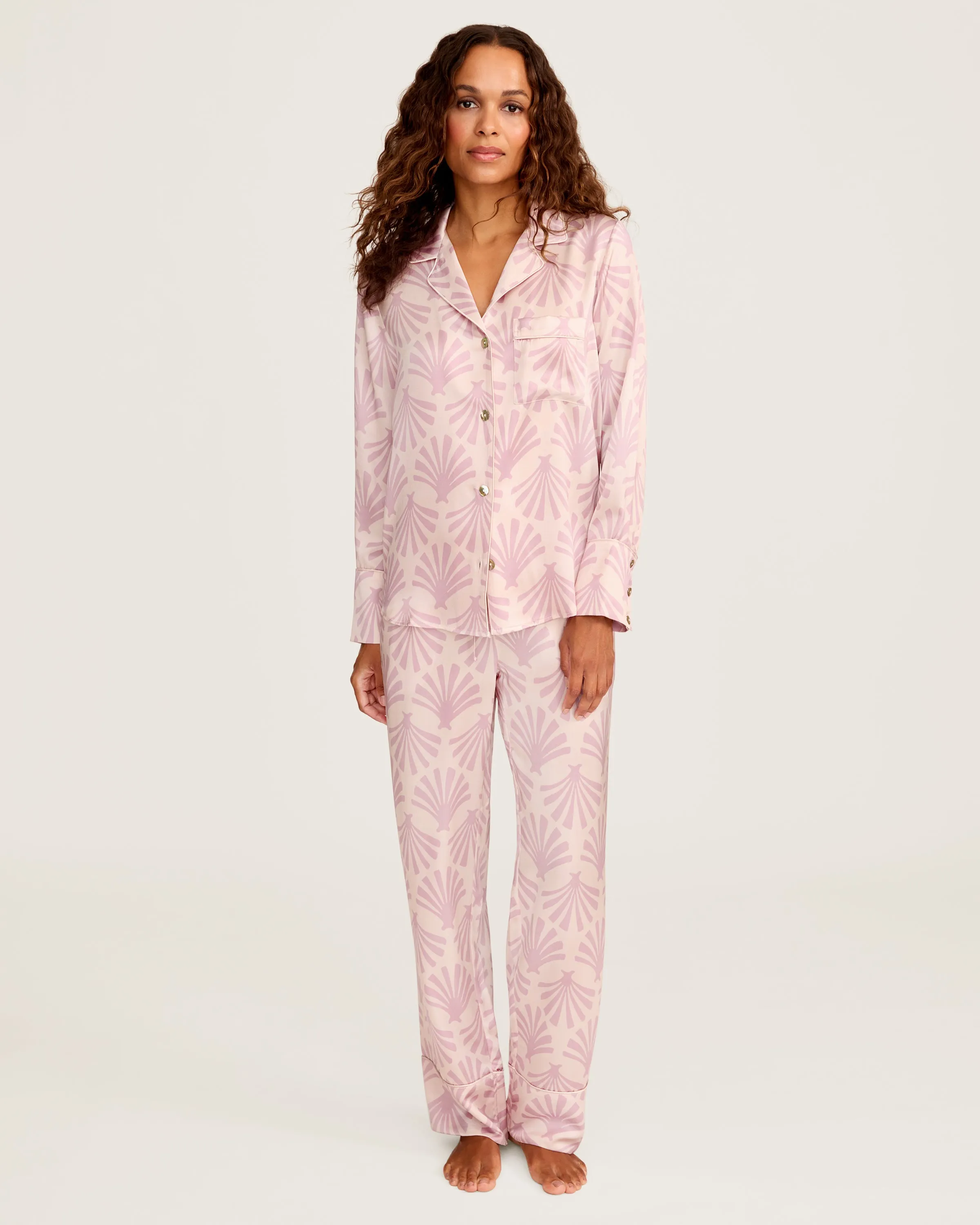 Women's Silk Pajama Set in Blush Tide sold by Petite Plume product image thumbnail 4
