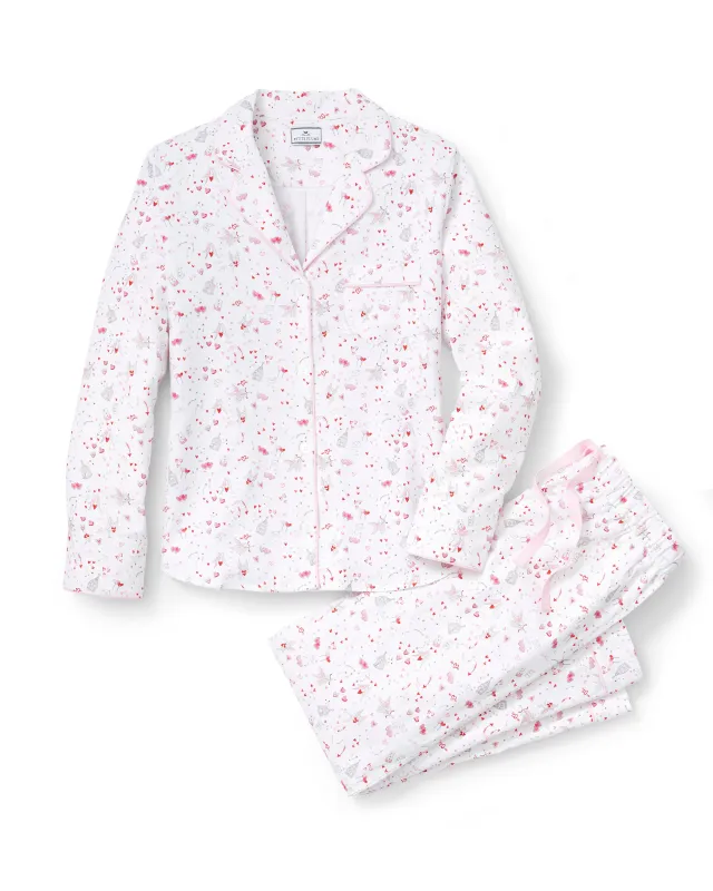 Women's Twill Pajama Set in Love Song made by Petite Plume