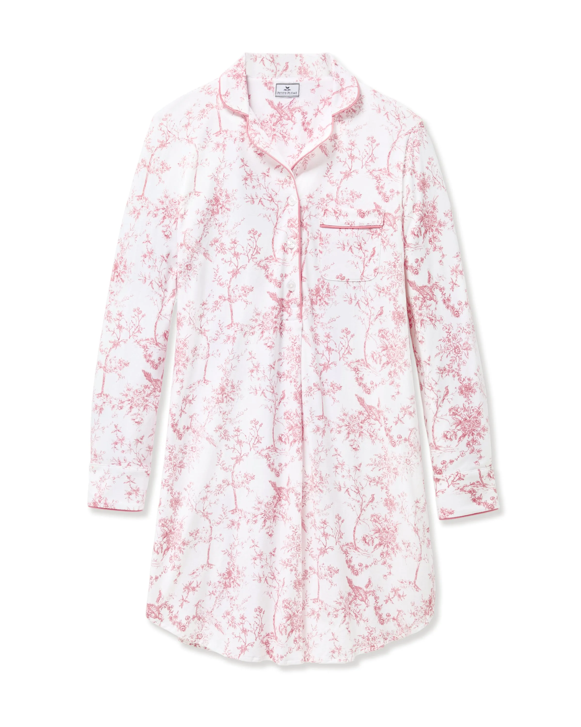 Women's Pima Maternity Nightshirt in Pink Timeless Toile sold by Petite Plume