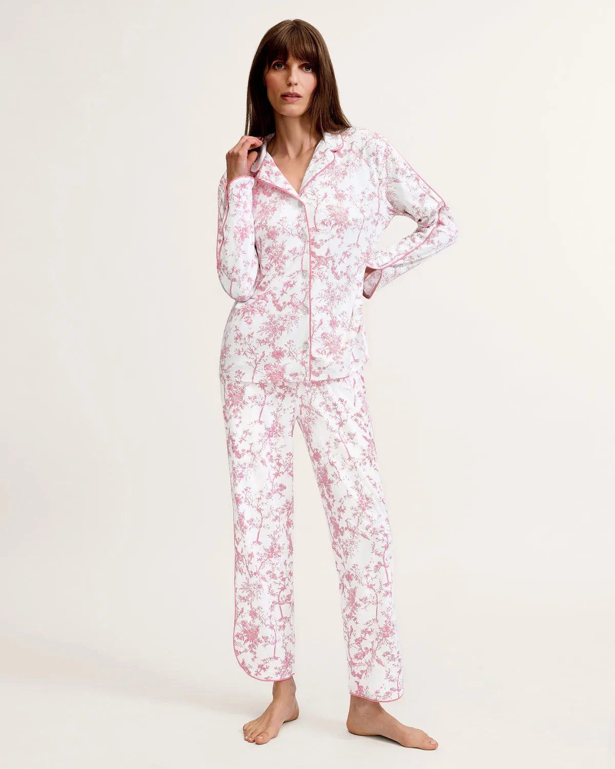 The Margaux Pima Pajama Set in Pink Timeless Toile sold by Petite Plume product image thumbnail 2