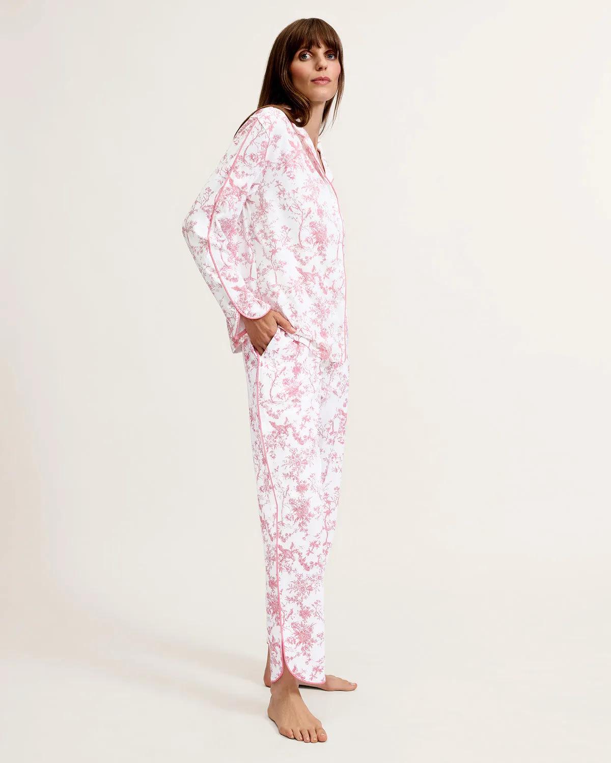 The Margaux Pima Pajama Set in Pink Timeless Toile sold by Petite Plume product image thumbnail 4