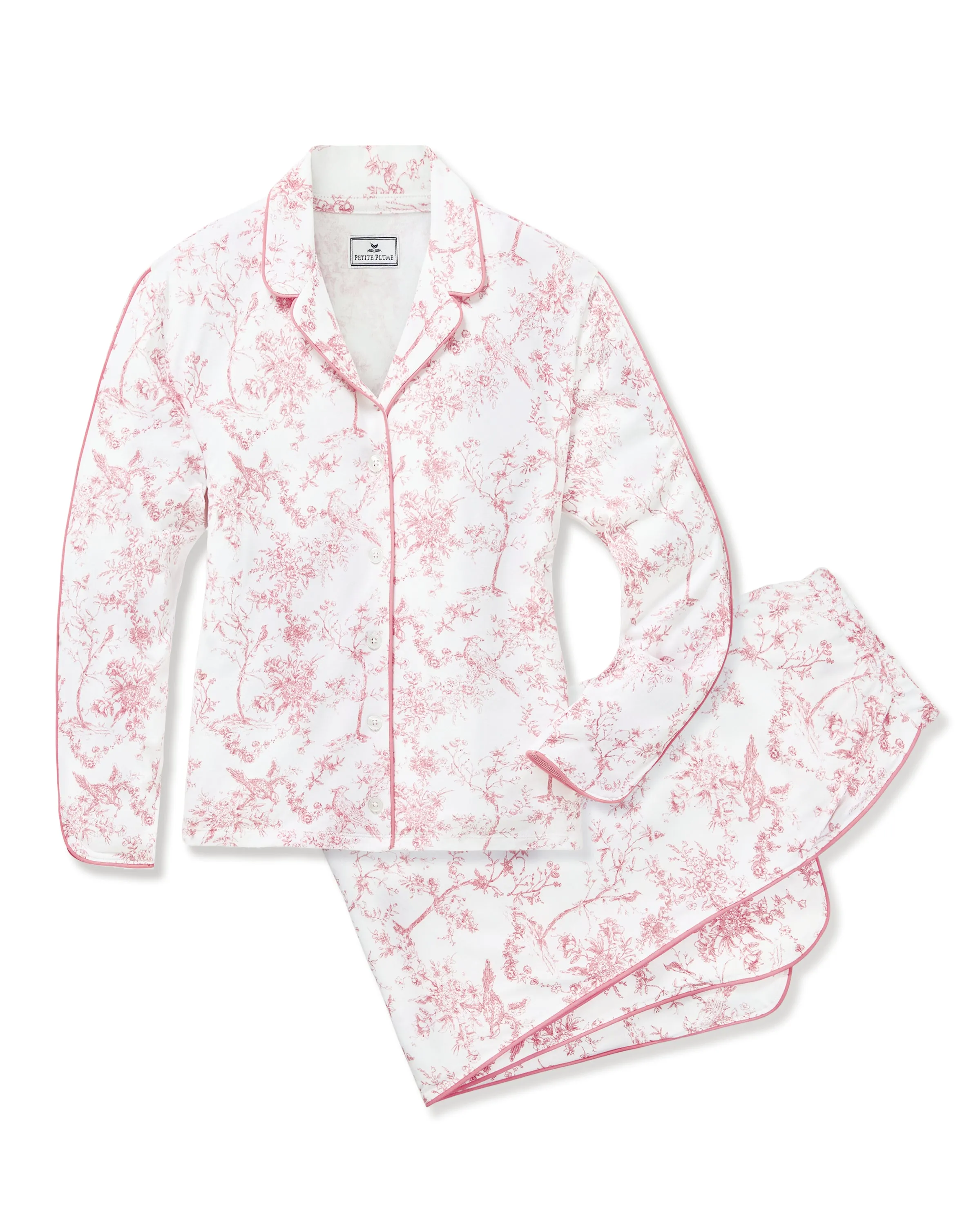 The Margaux Pima Pajama Set in Pink Timeless Toile sold by Petite Plume