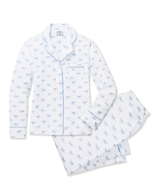 Women's Pima Pajama Set in Something Blue Bows sold by Petite Plume