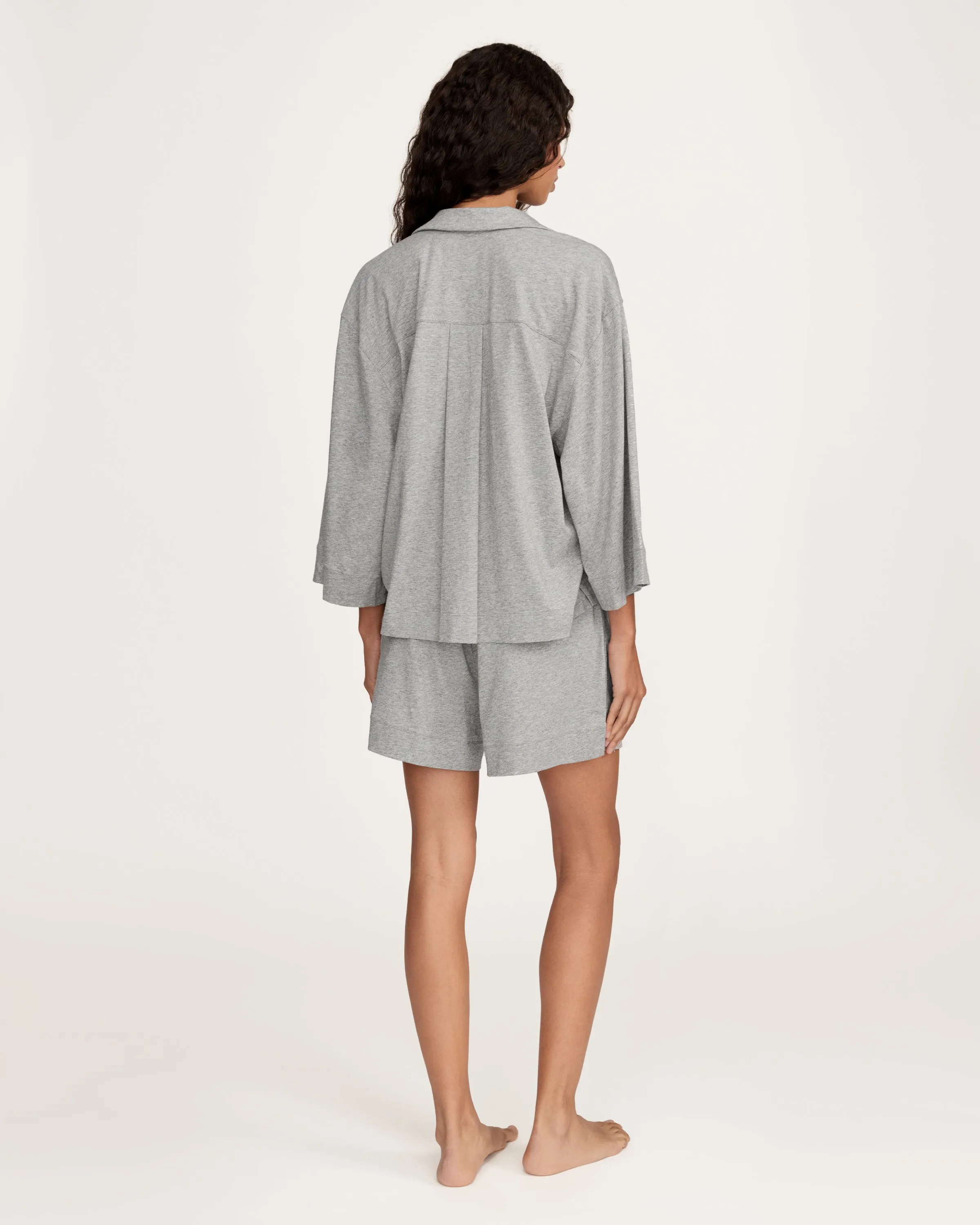 The Olivia Lightweight Pima Short Set in Heather Grey sold by Petite Plume product image thumbnail 5