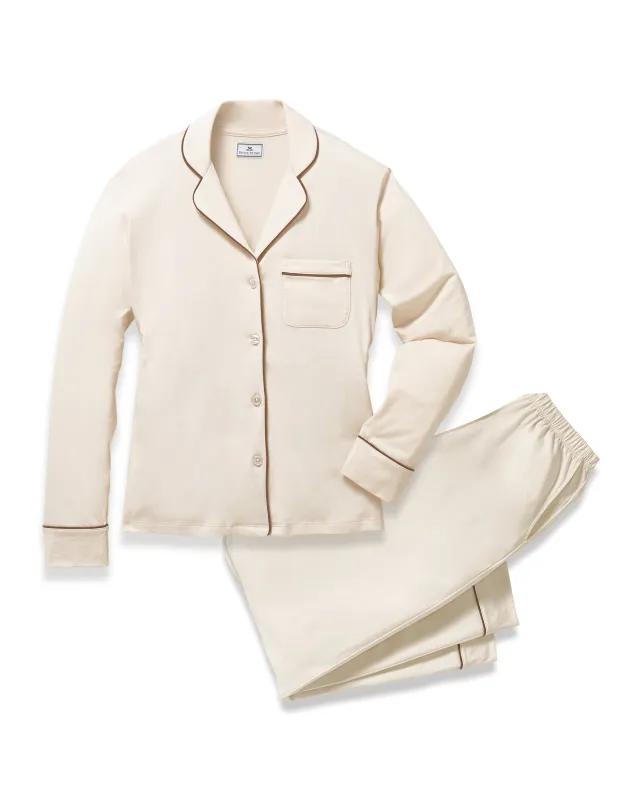 Women's Lightweight Pima Pajama Set in Ivory sold by Petite Plume