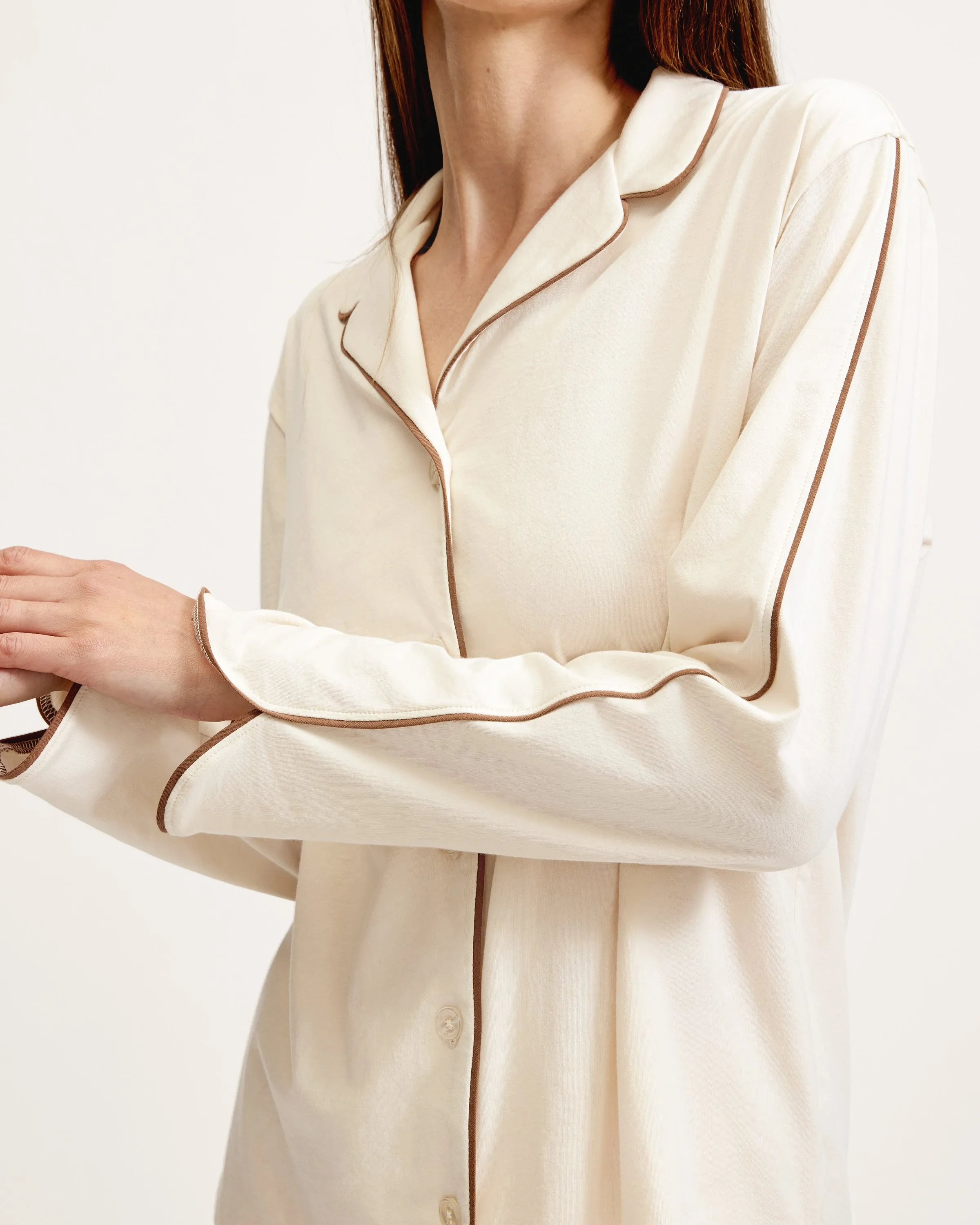 The Margaux Lightweight Pima Pajama Set in Ivory sold by Petite Plume product image thumbnail 3