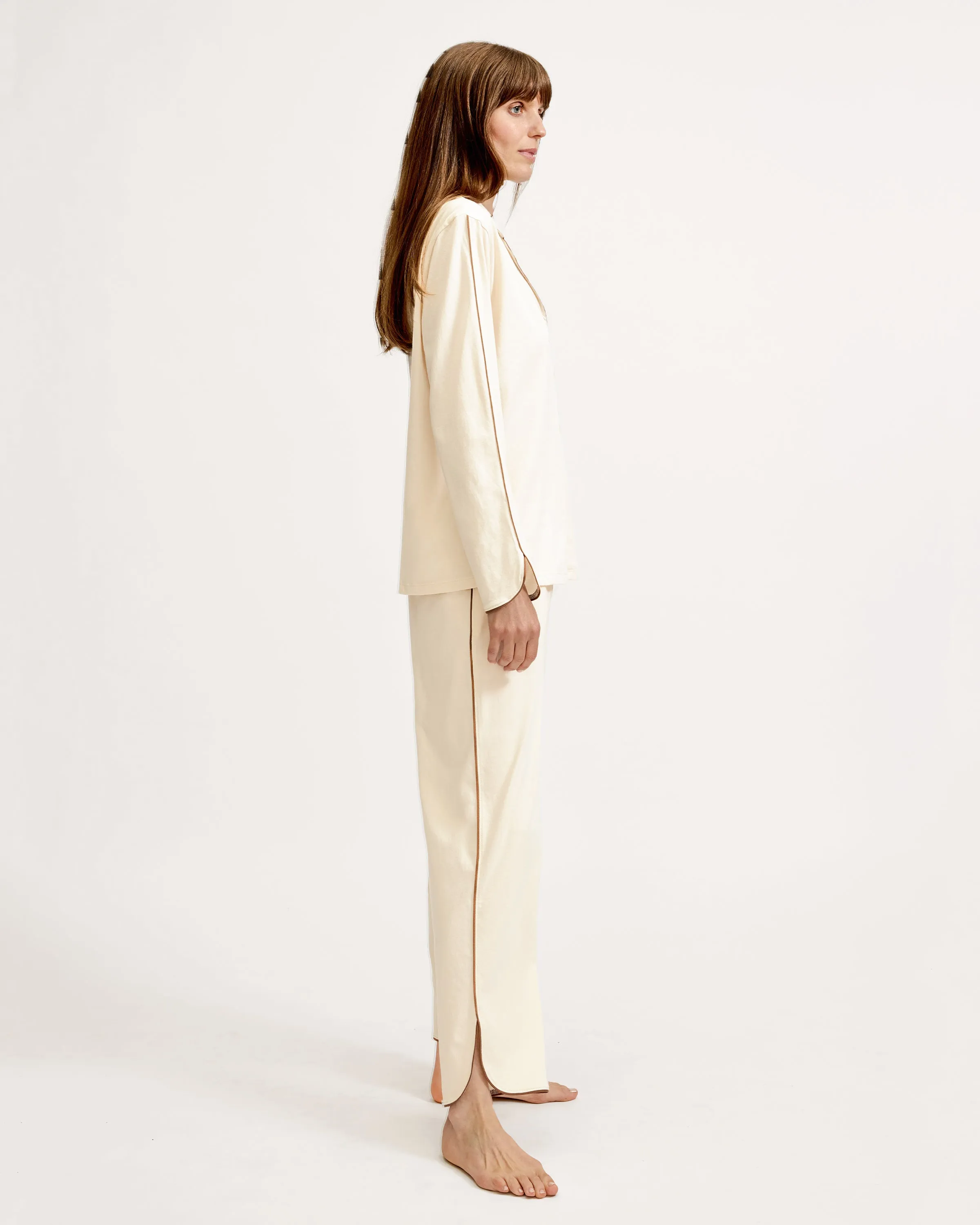 The Margaux Lightweight Pima Pajama Set in Ivory sold by Petite Plume product image thumbnail 4