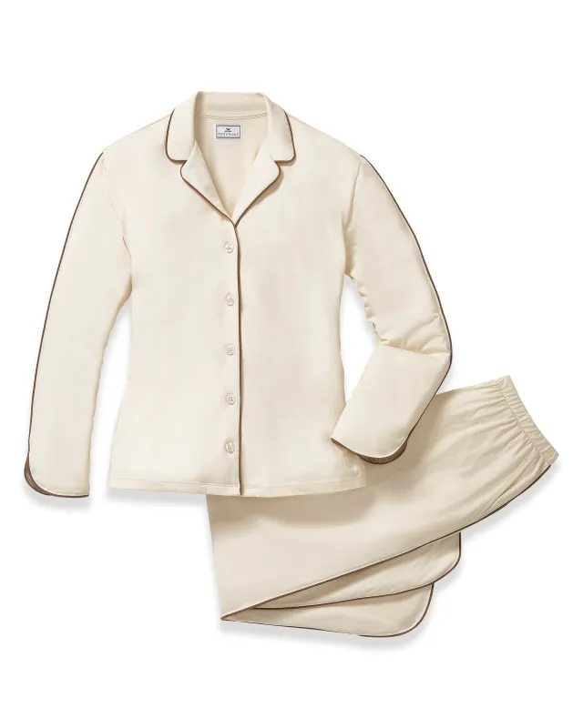 The Margaux Lightweight Pima Pajama Set in Ivory sold by Petite Plume