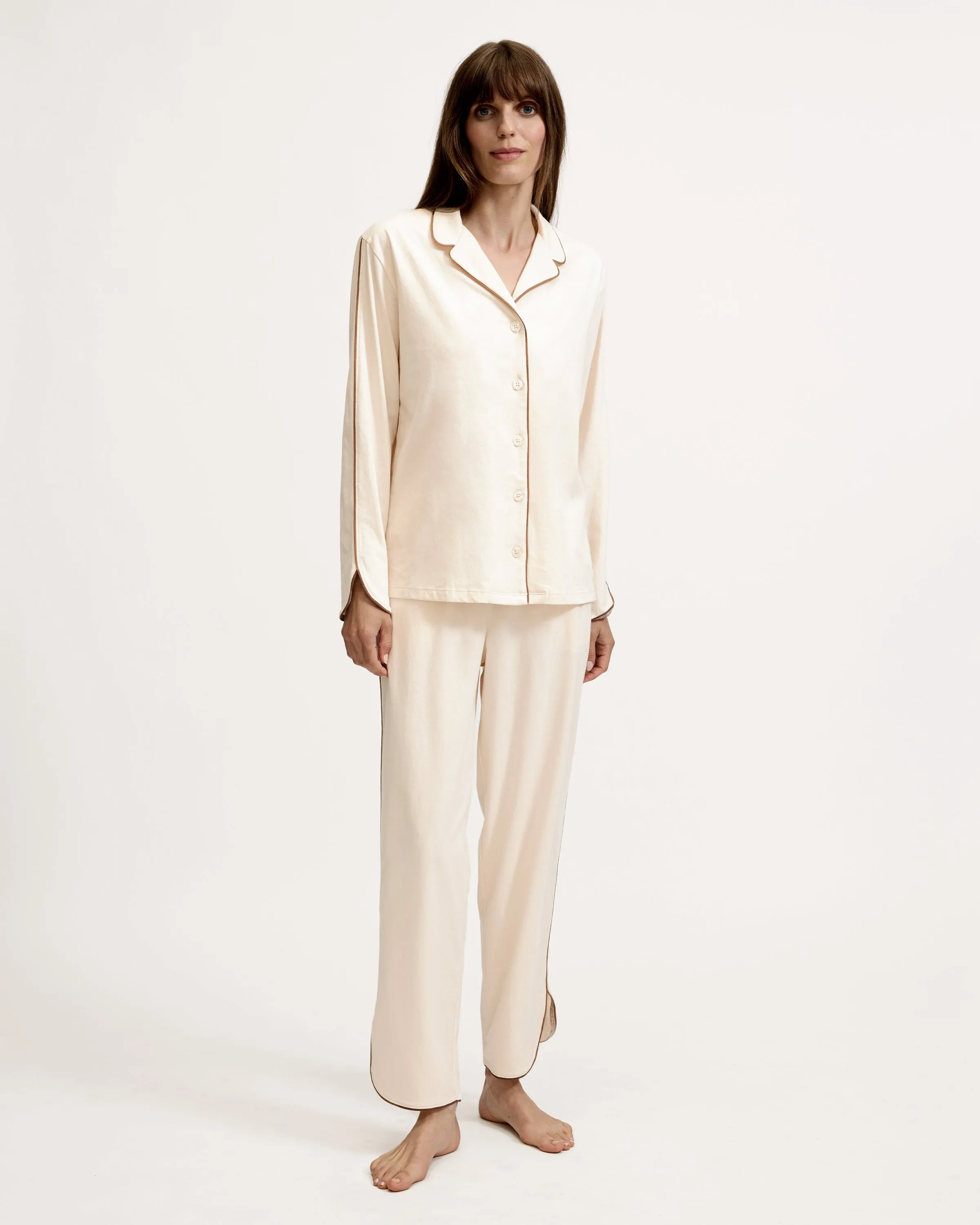 The Margaux Lightweight Pima Pajama Set in Ivory sold by Petite Plume product image thumbnail 2