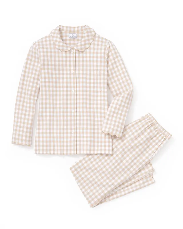 Women's Twill Colette Pajama Set in Camel Gingham sold by Petite Plume