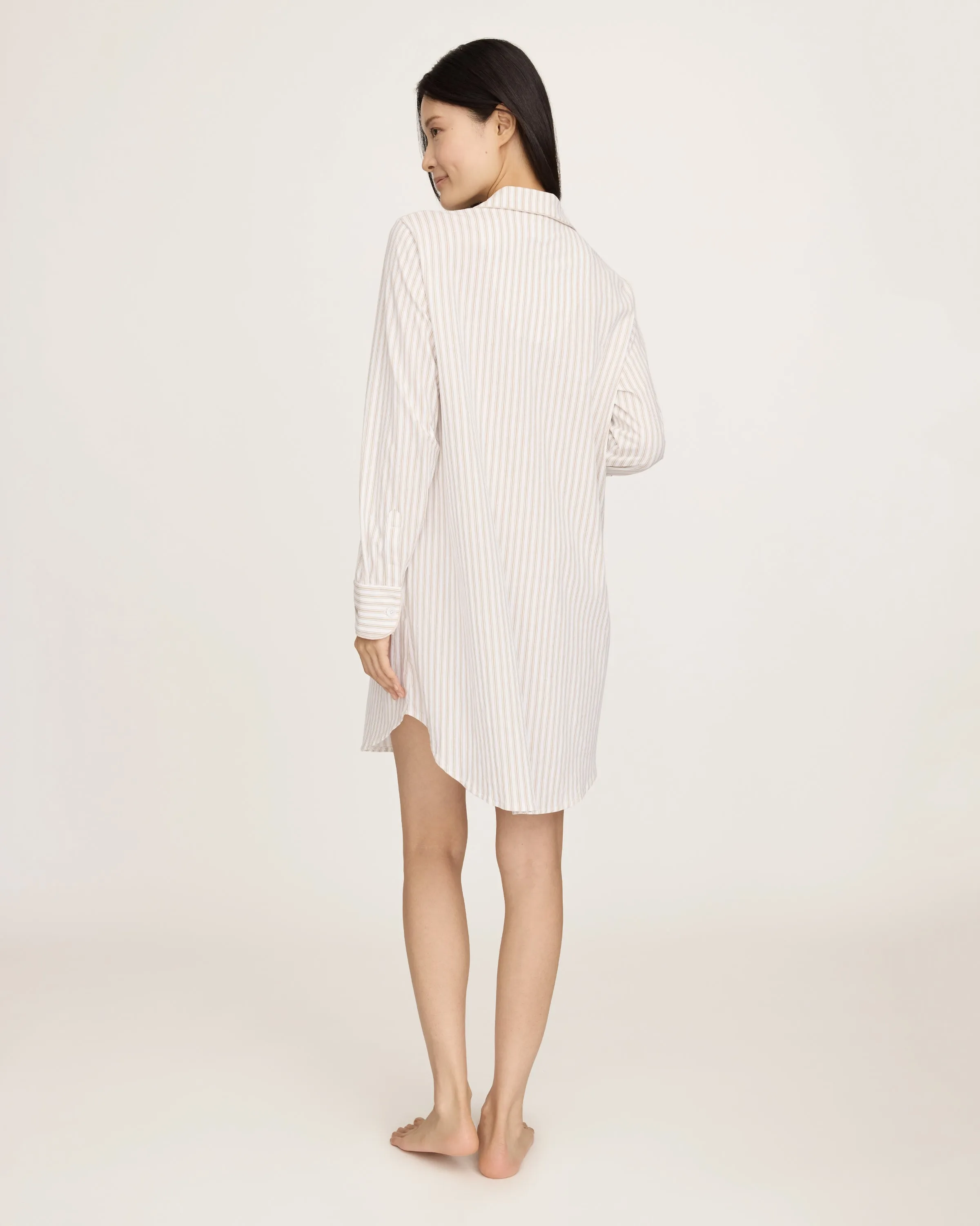 Women's Pima Maternity Nightshirt in Camel Ticking sold by Petite Plume product image thumbnail 5