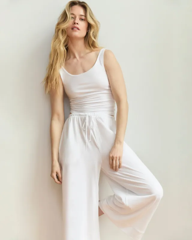 Women's Pima Scoop Tank in White made by Petite Plume
